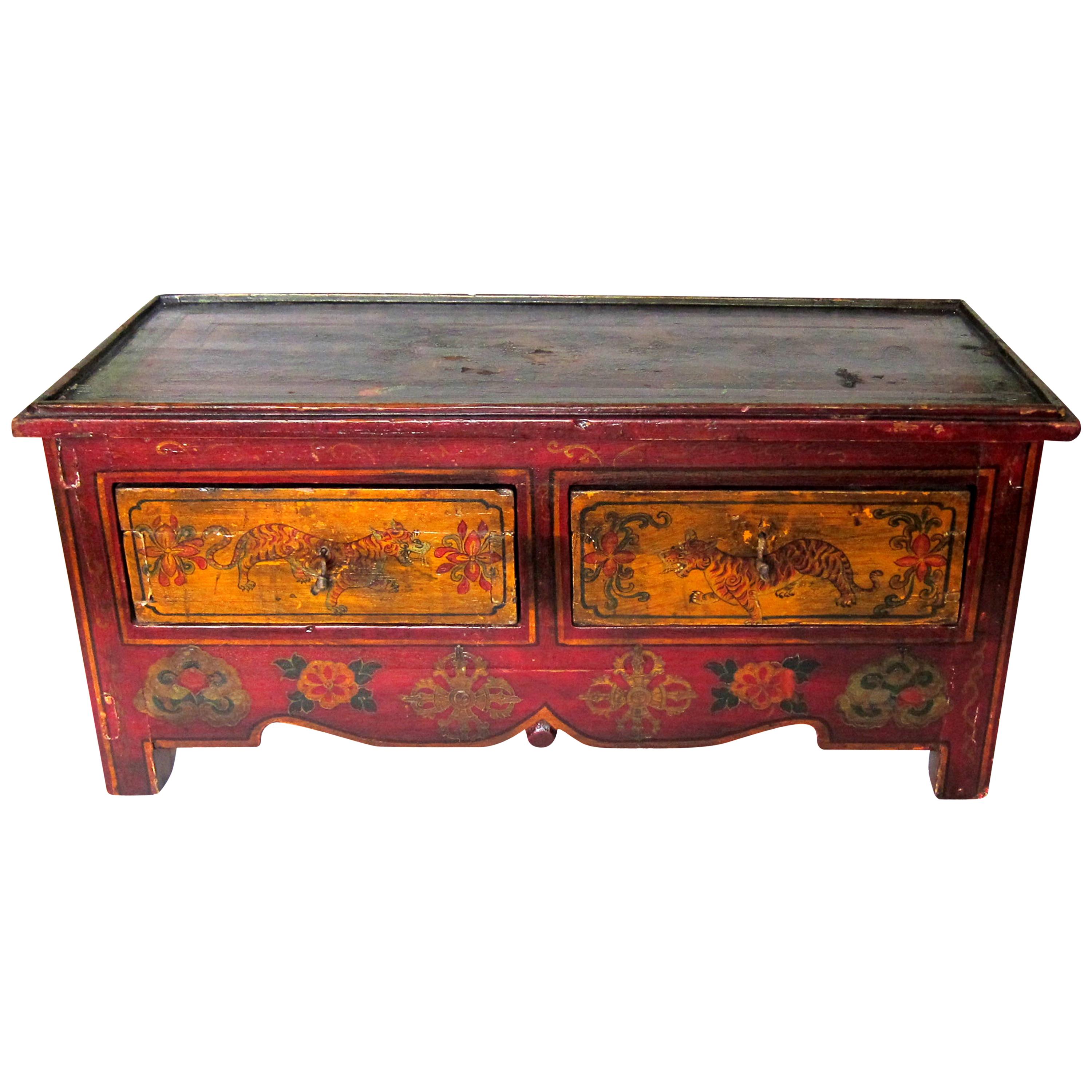 Early 19th Century Tibetan Painted Bible Table For Sale
