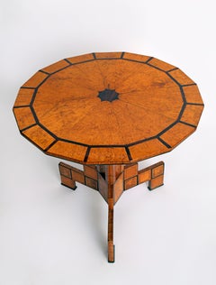 Early 19th Century Tilt-Top, Polygonal Tea Table, Birch, Ash, Rosewood