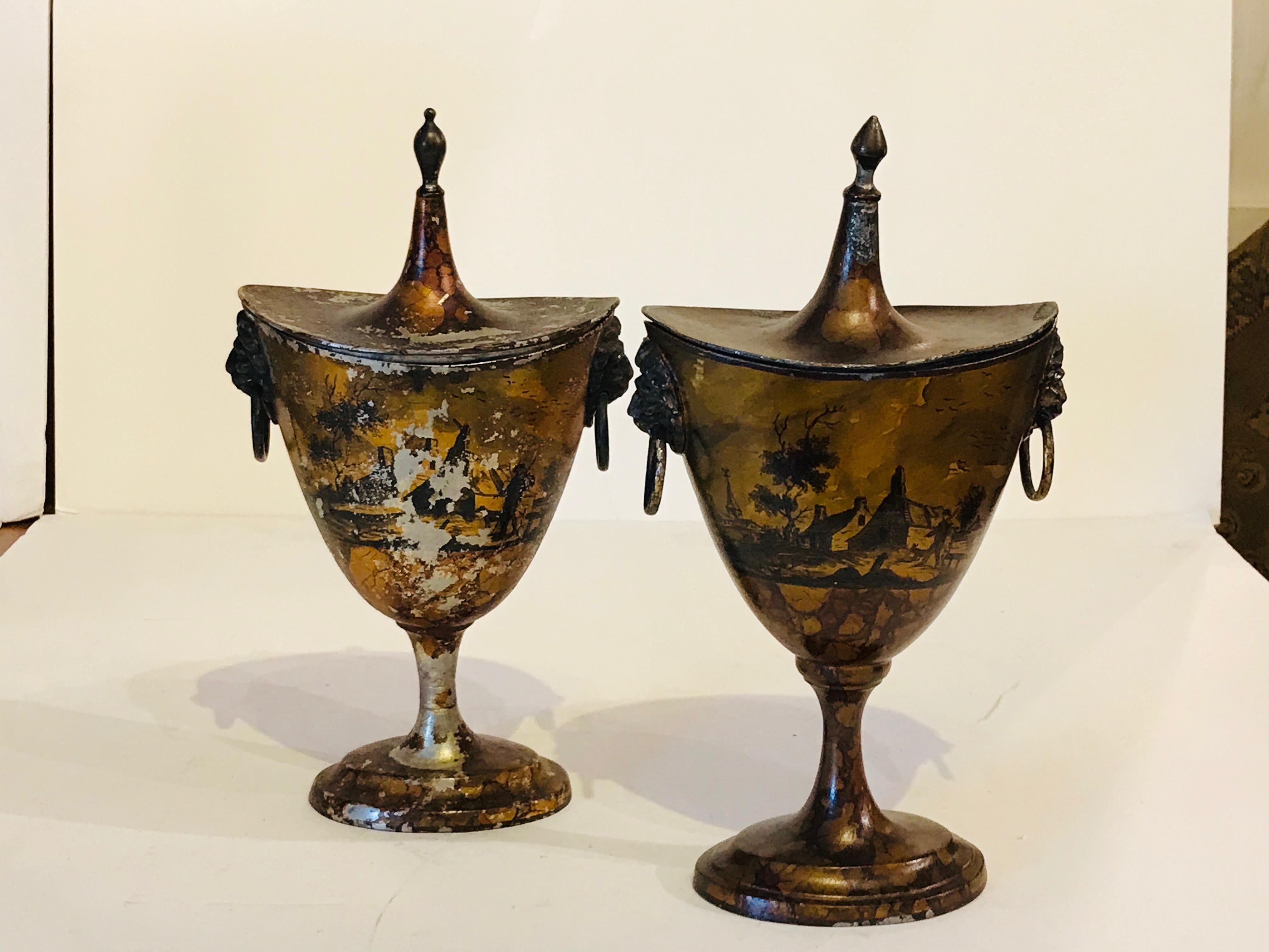 Early 19th Century Tole Chestnut Urns  For Sale 2