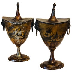 Early 19th Century Tole Chestnut Urns