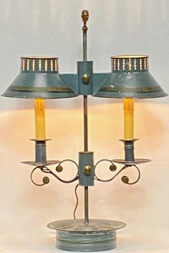 Early 19th Century Tole Painted Double Student Lamp