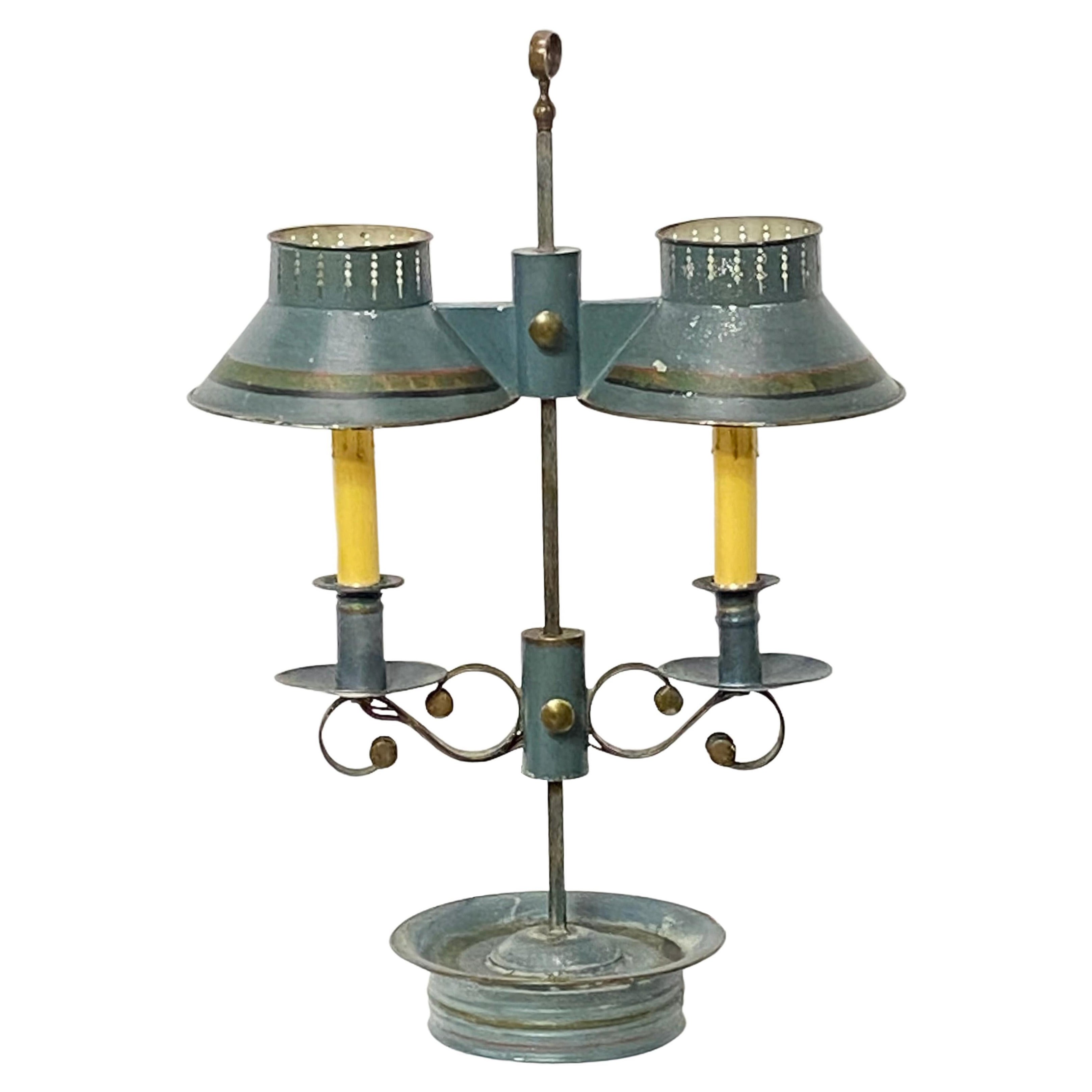 Early 19th Century Tole Painted Double Student Lamp