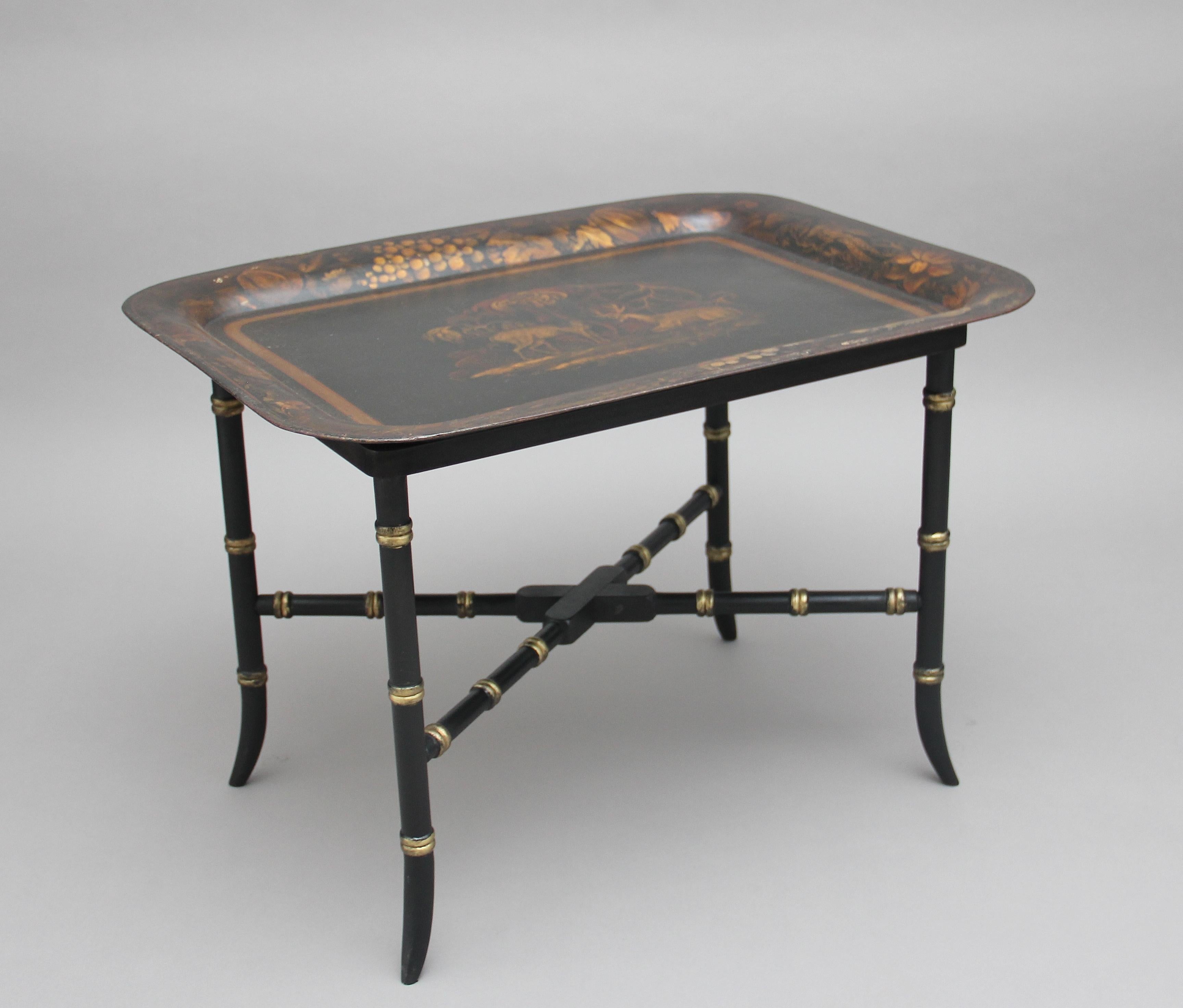 British Early 19th Century Toleware Tray on Stand