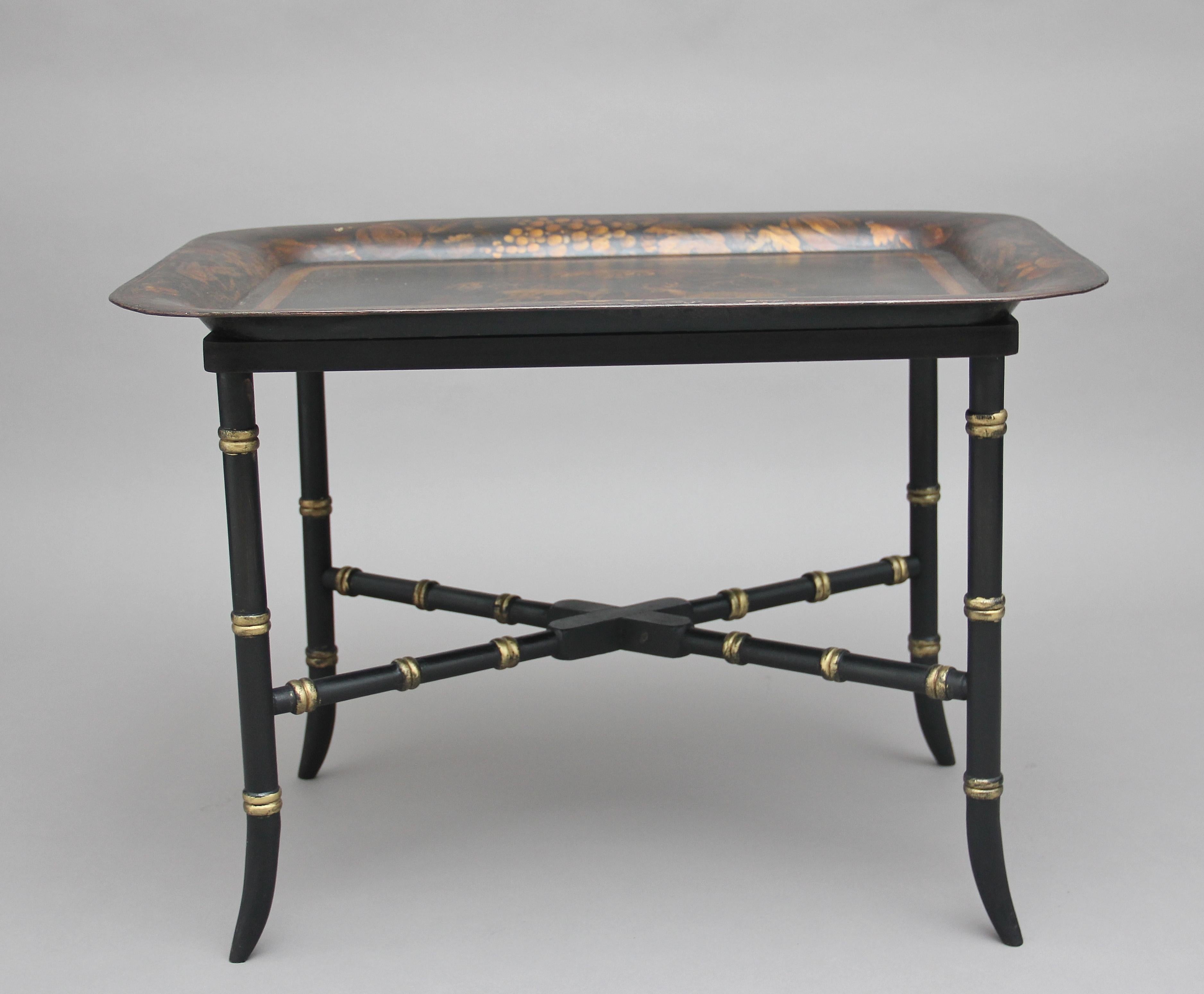 Early 19th Century Toleware Tray on Stand In Good Condition In Martlesham, GB