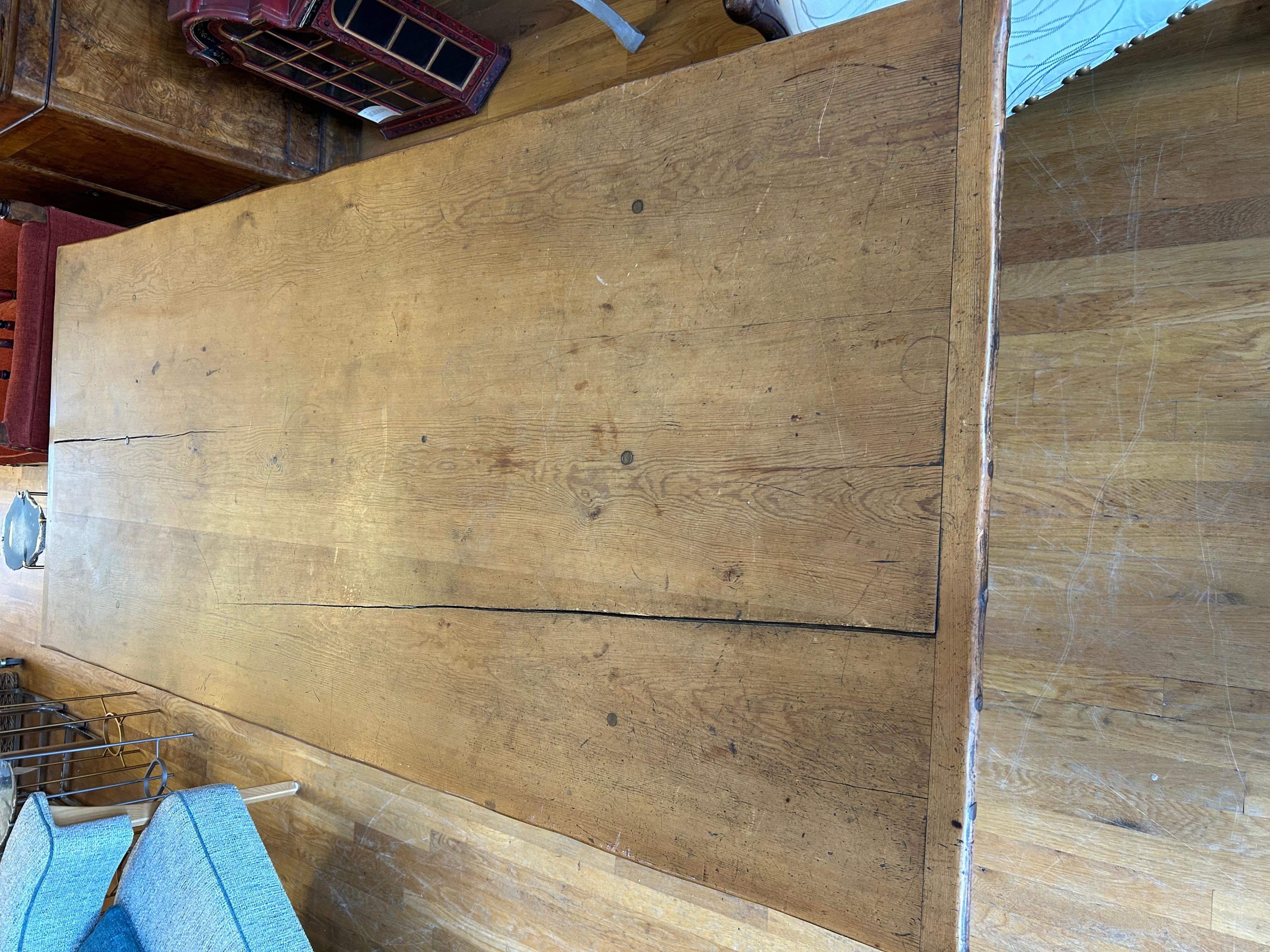 Hand-Crafted Early 19th century trestle or “Saw Buck” table. For Sale