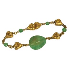 Early 19th Century Tumbled Emerald Bead Bracelet.