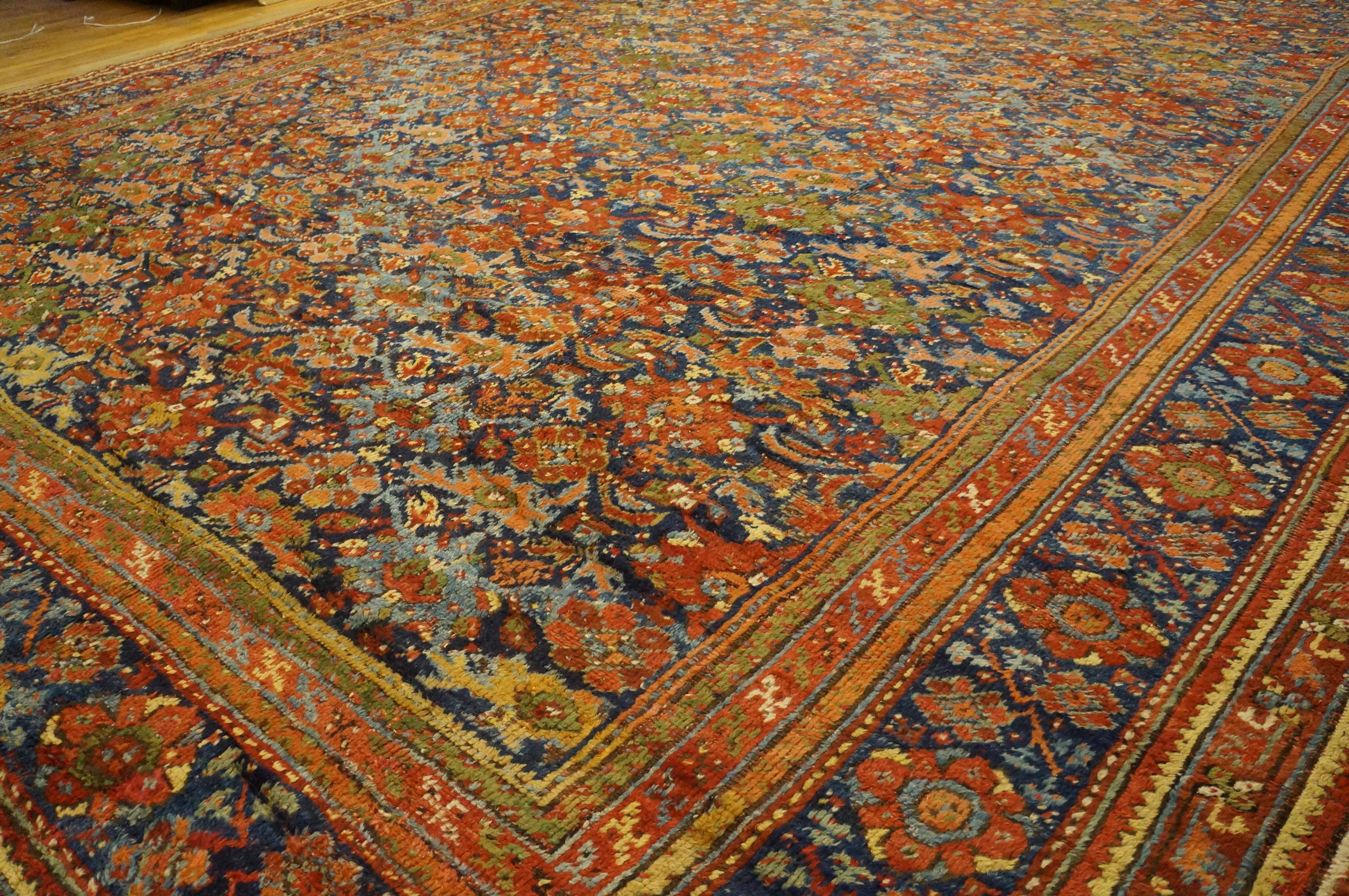 Hand-Knotted Early 19th Century Turkish Smyrna Oushak Carpet ( 15'6