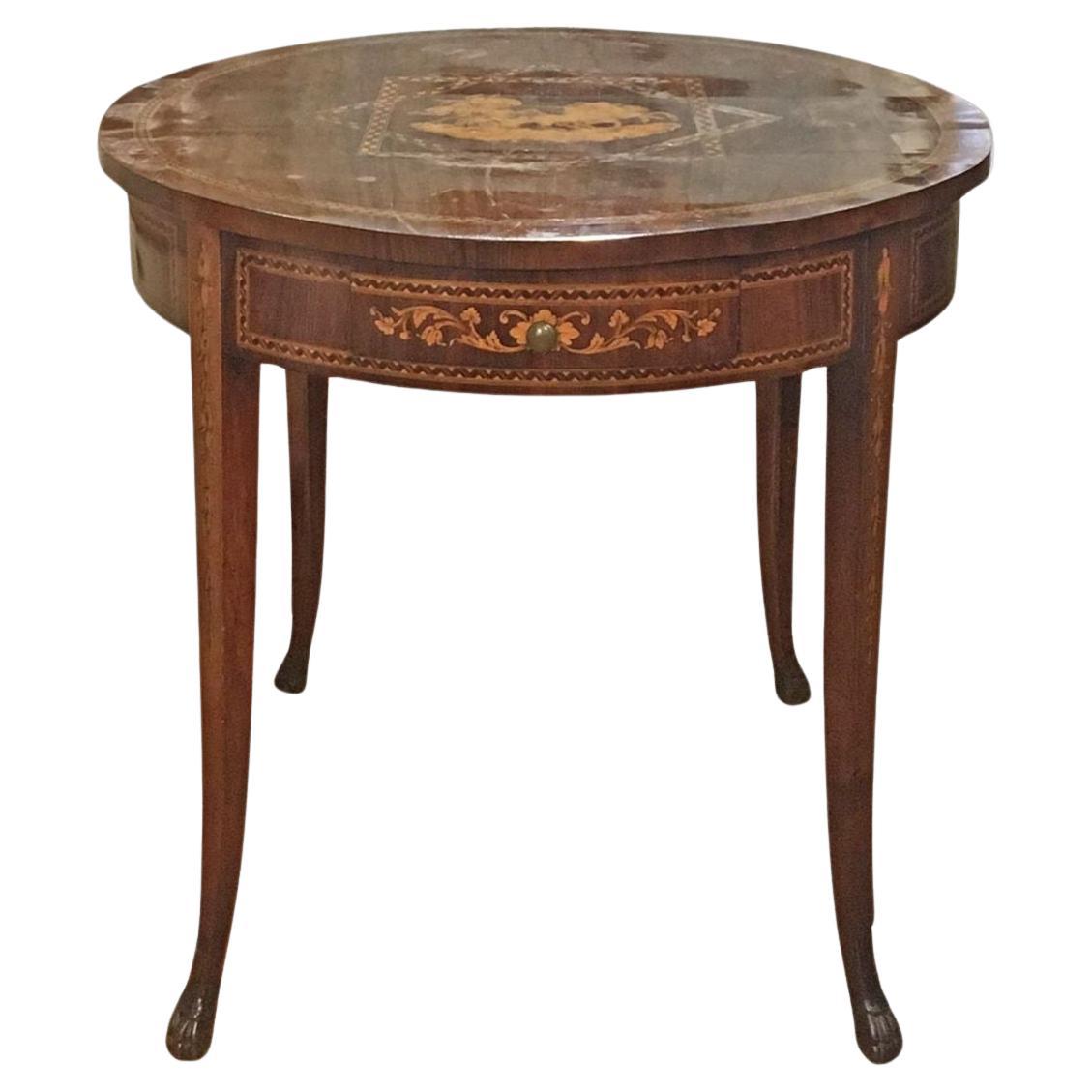 EARLY 19th CENTURY TUSCAN DIRECTORIO TABLE IN WALNUT AND FRUIT WOOD