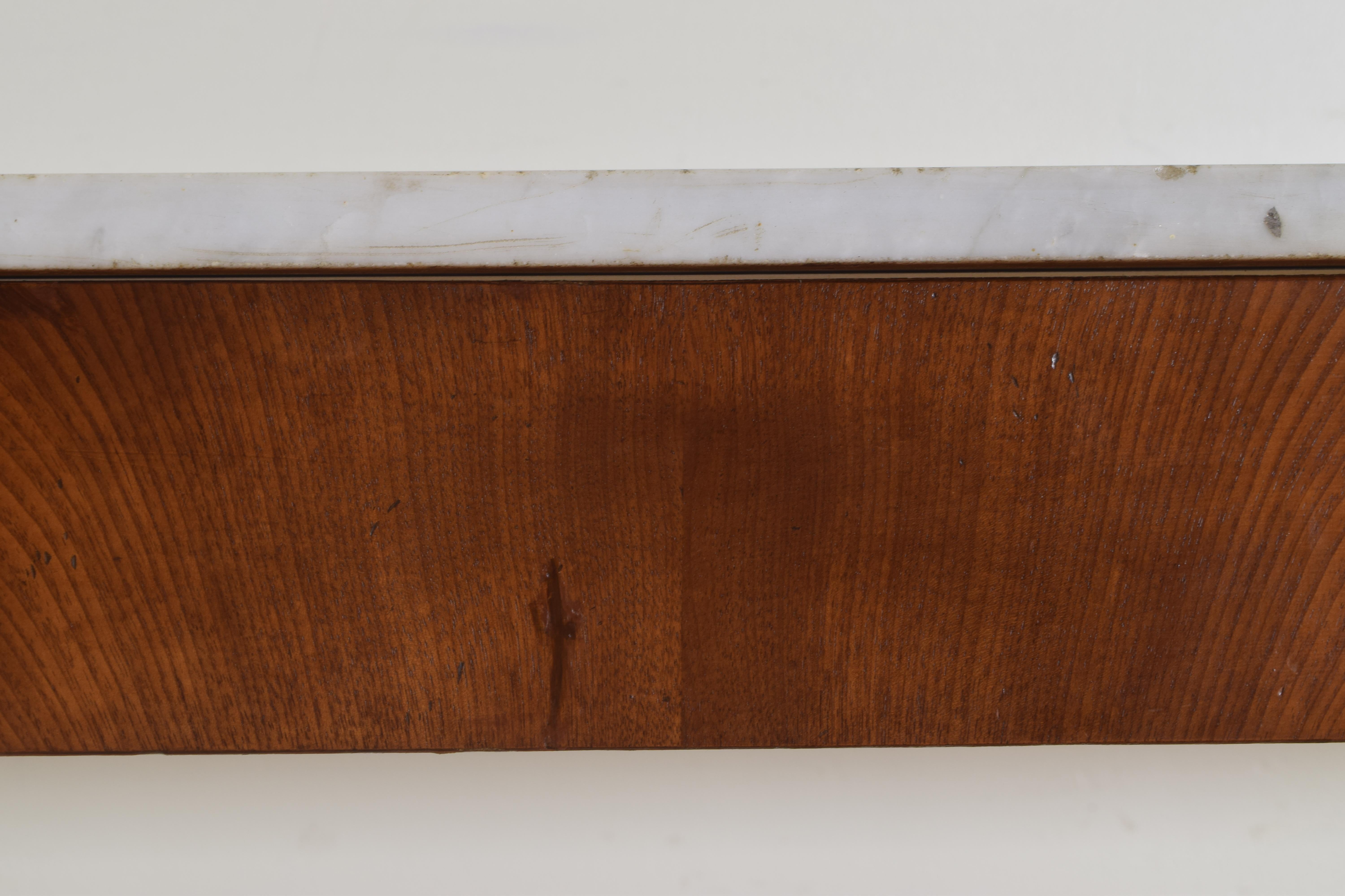 Early 19th Century Tuscan Walnut Veneered and Marble-Top Shallow Console Table 1