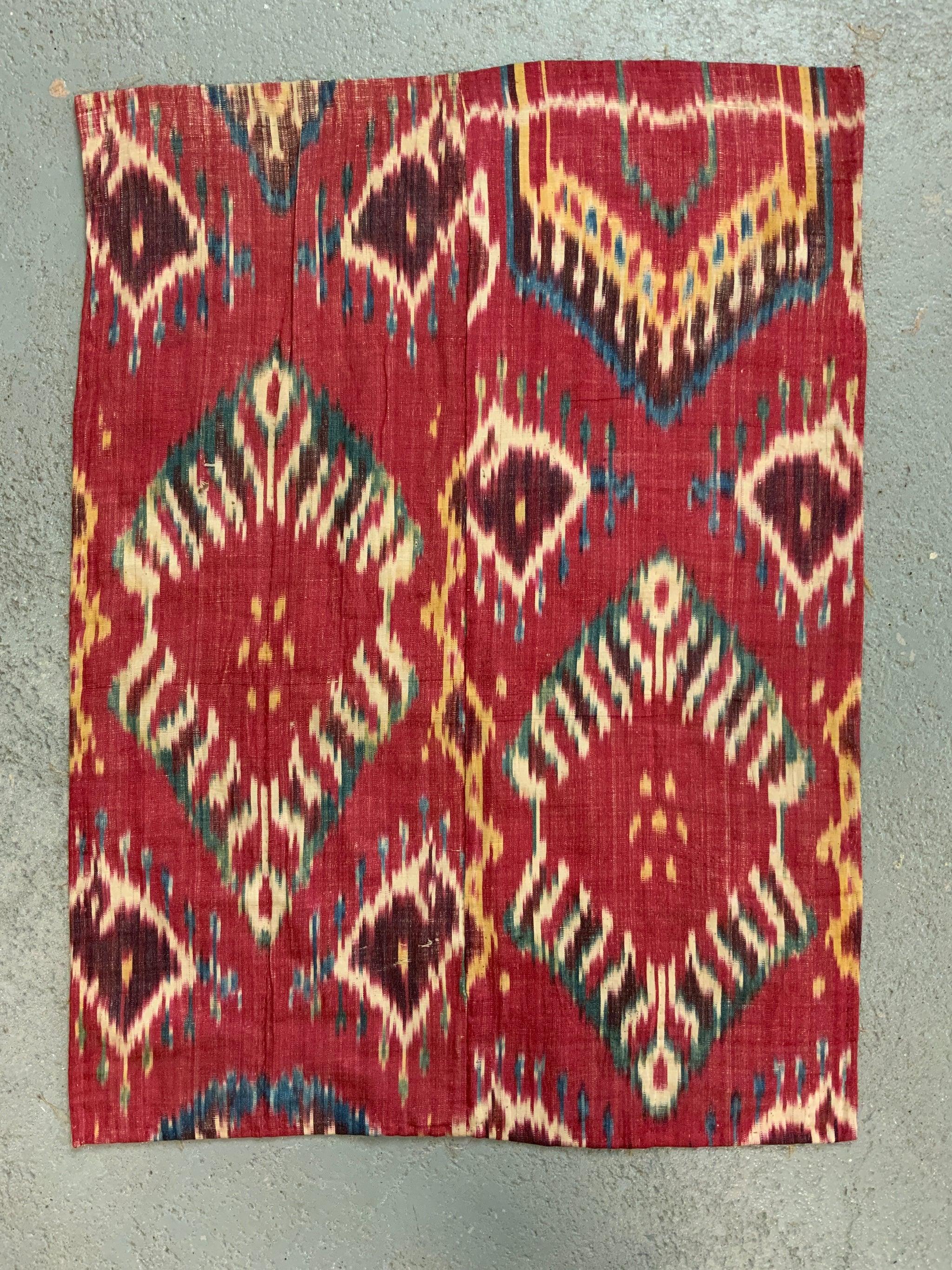Silk Early 19th Century Ukzbekistan Ikat Fragment For Sale