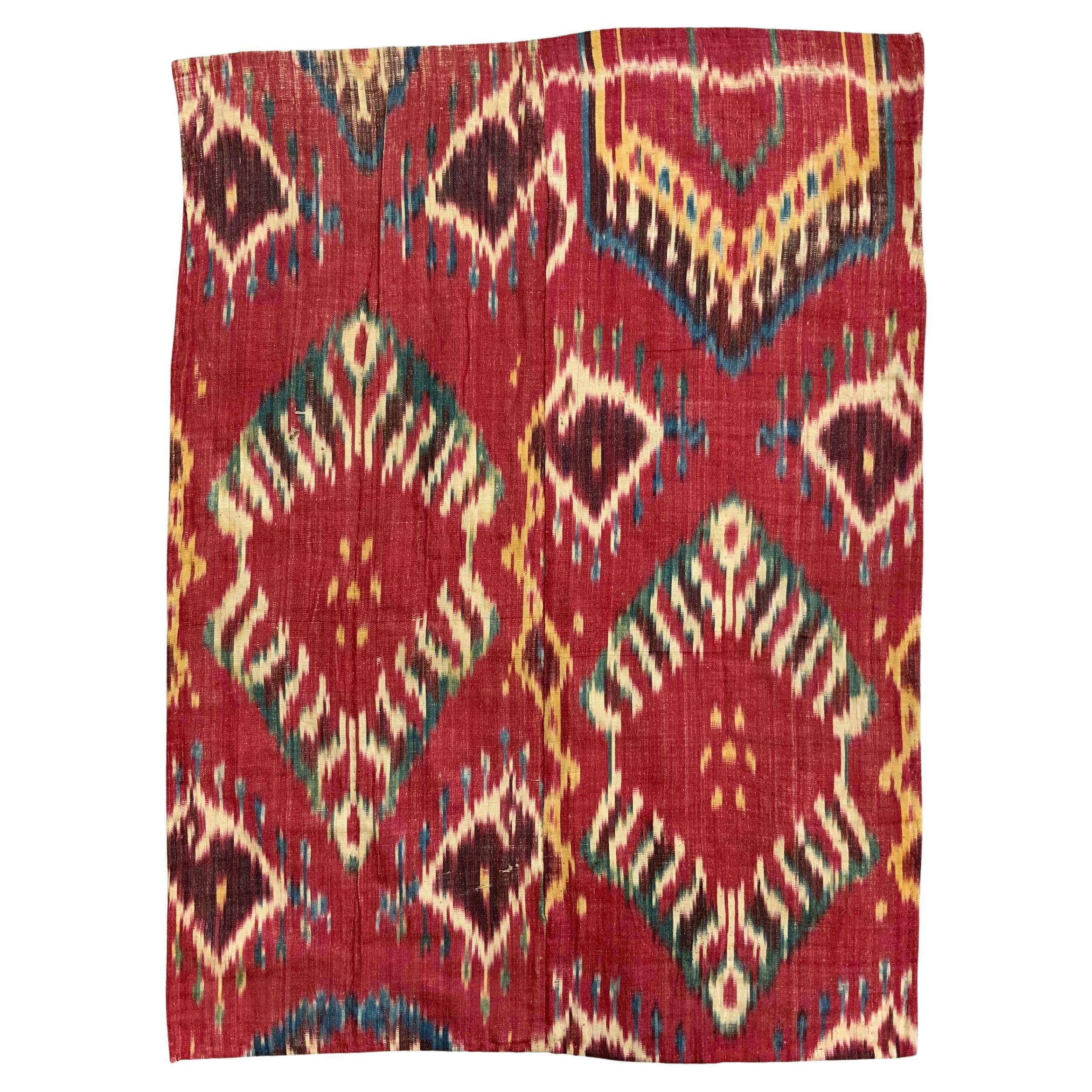 Early 19th Century Ukzbekistan Ikat Fragment For Sale