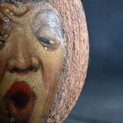 Early 19th Century Unusual Painted Folk Art Coconut