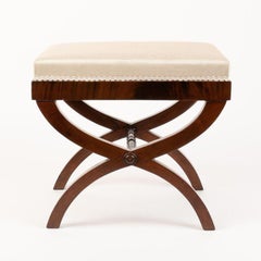 Upholstered American Mahogany Curule Stool, c. 1900-50