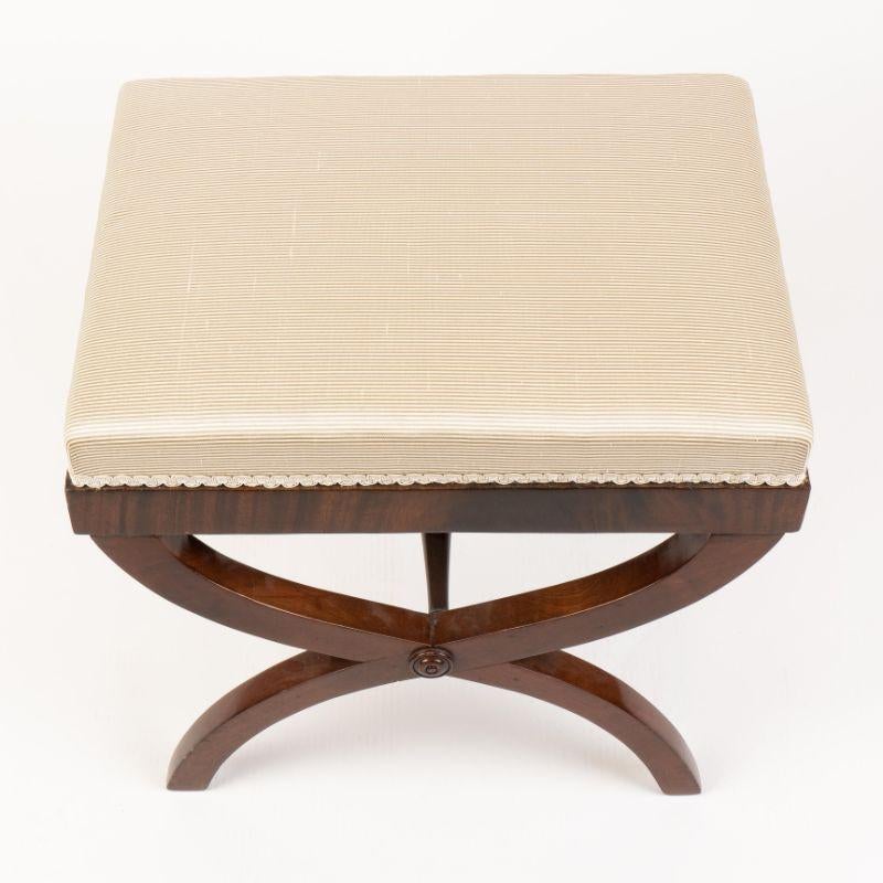 20th Century Upholstered American Mahogany Curule Stool, c. 1900-50 For Sale