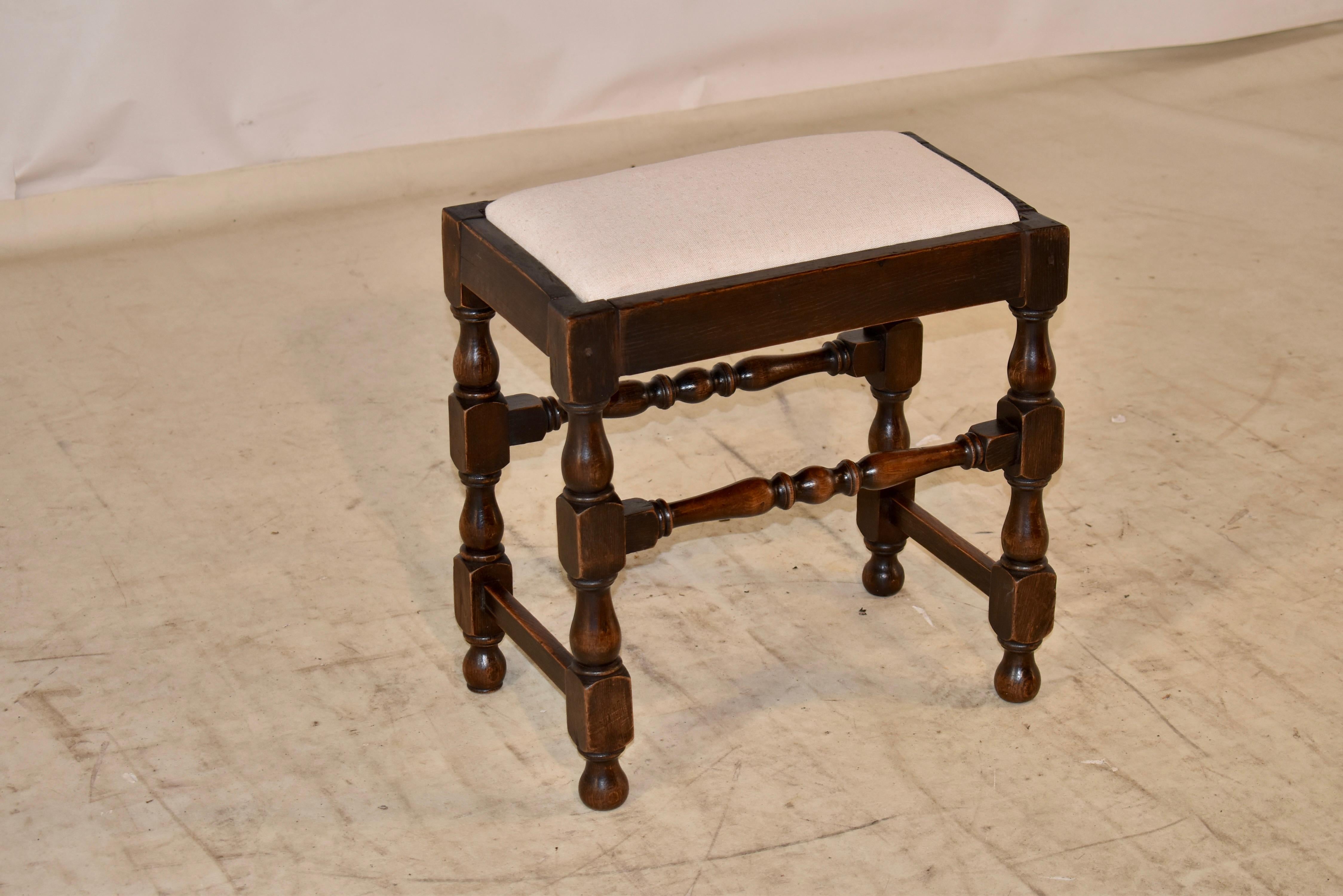 English Early 19th Century Upholstered Stool For Sale