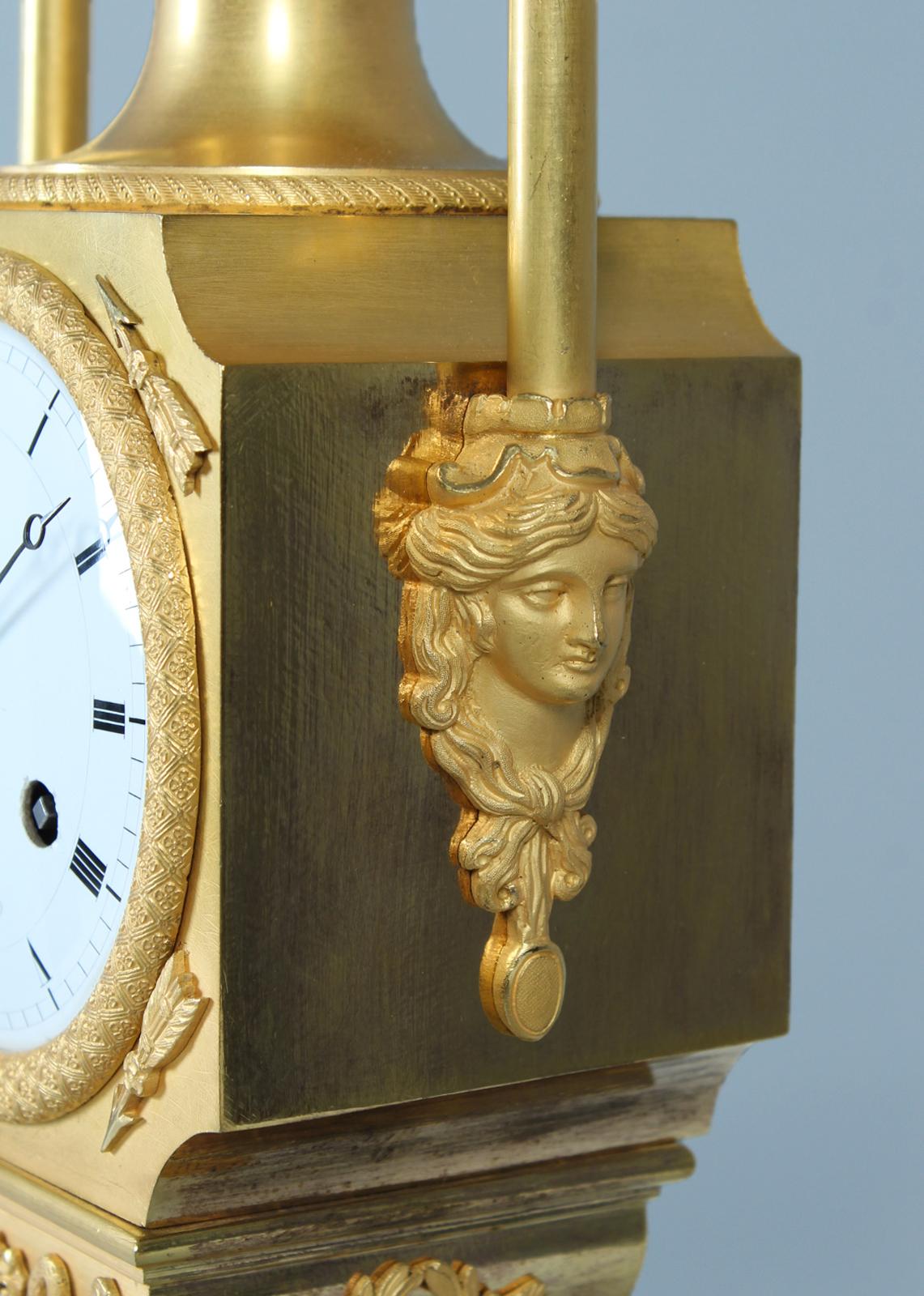 Bronze Early 19th Century Vase Pendule, Pendulum-Clock, Tardy à Lyon, Empire circa 1820 For Sale