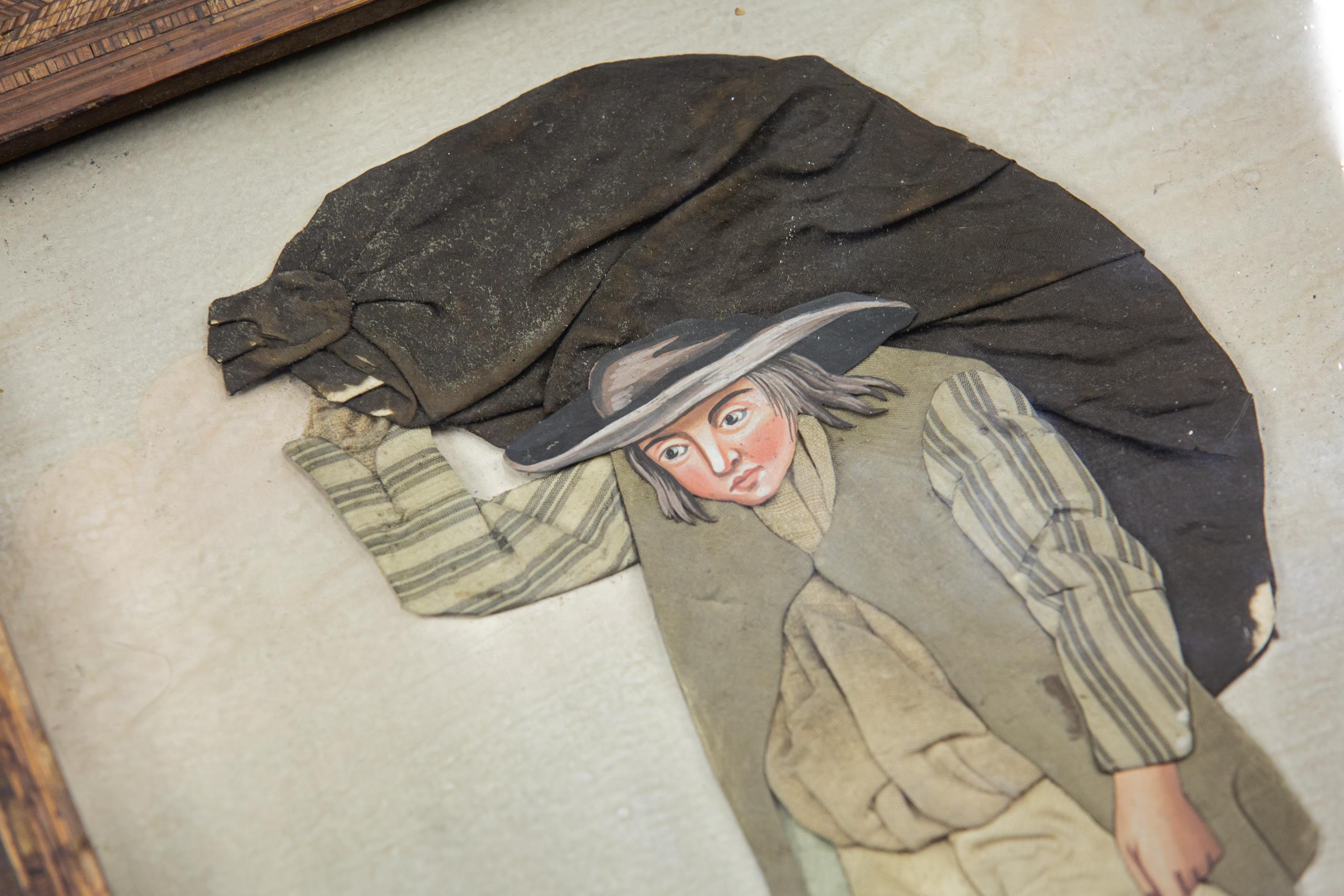 Early 19th Century Velvet and Cloth Portrait For Sale 5