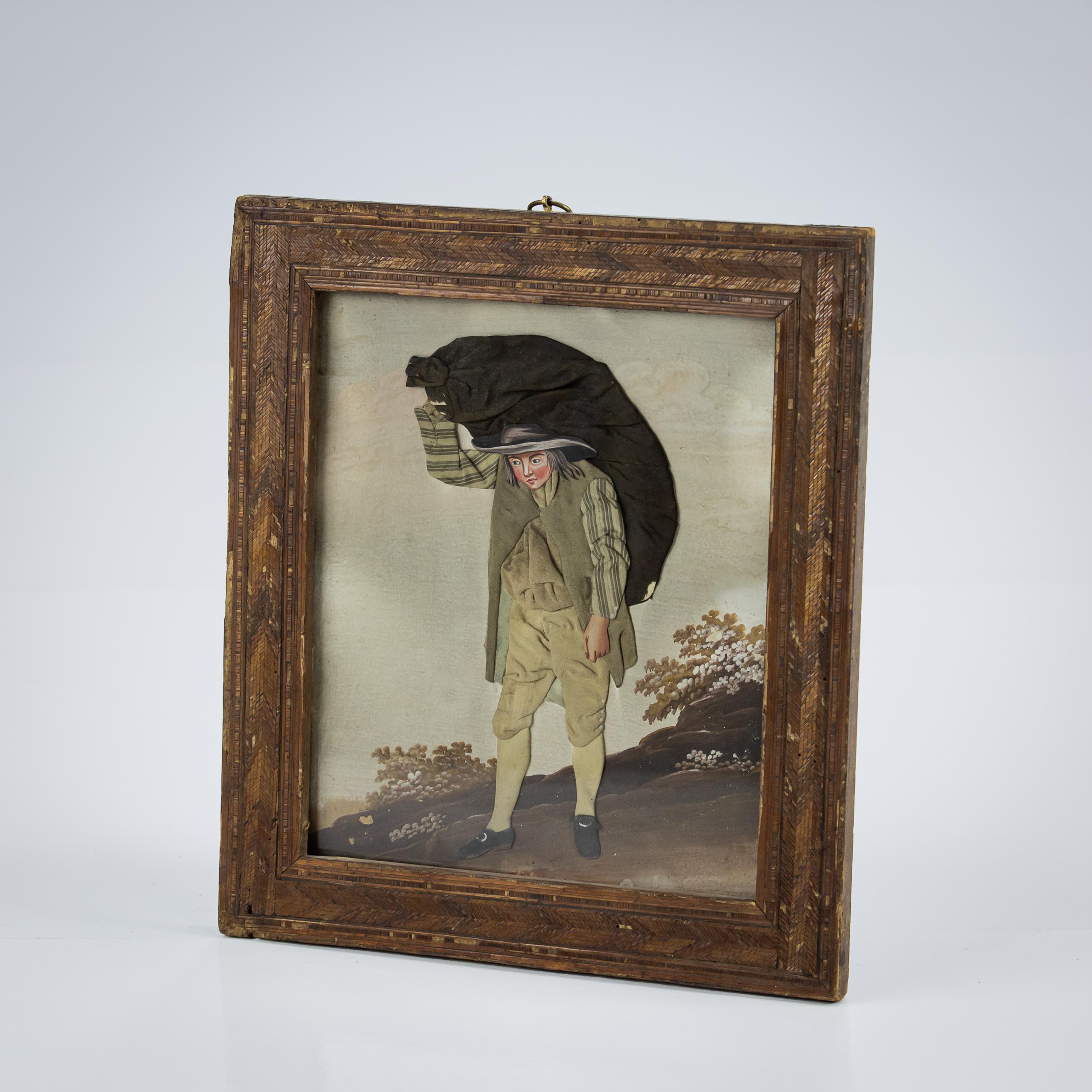 French Early 19th Century Velvet and Cloth Portrait For Sale