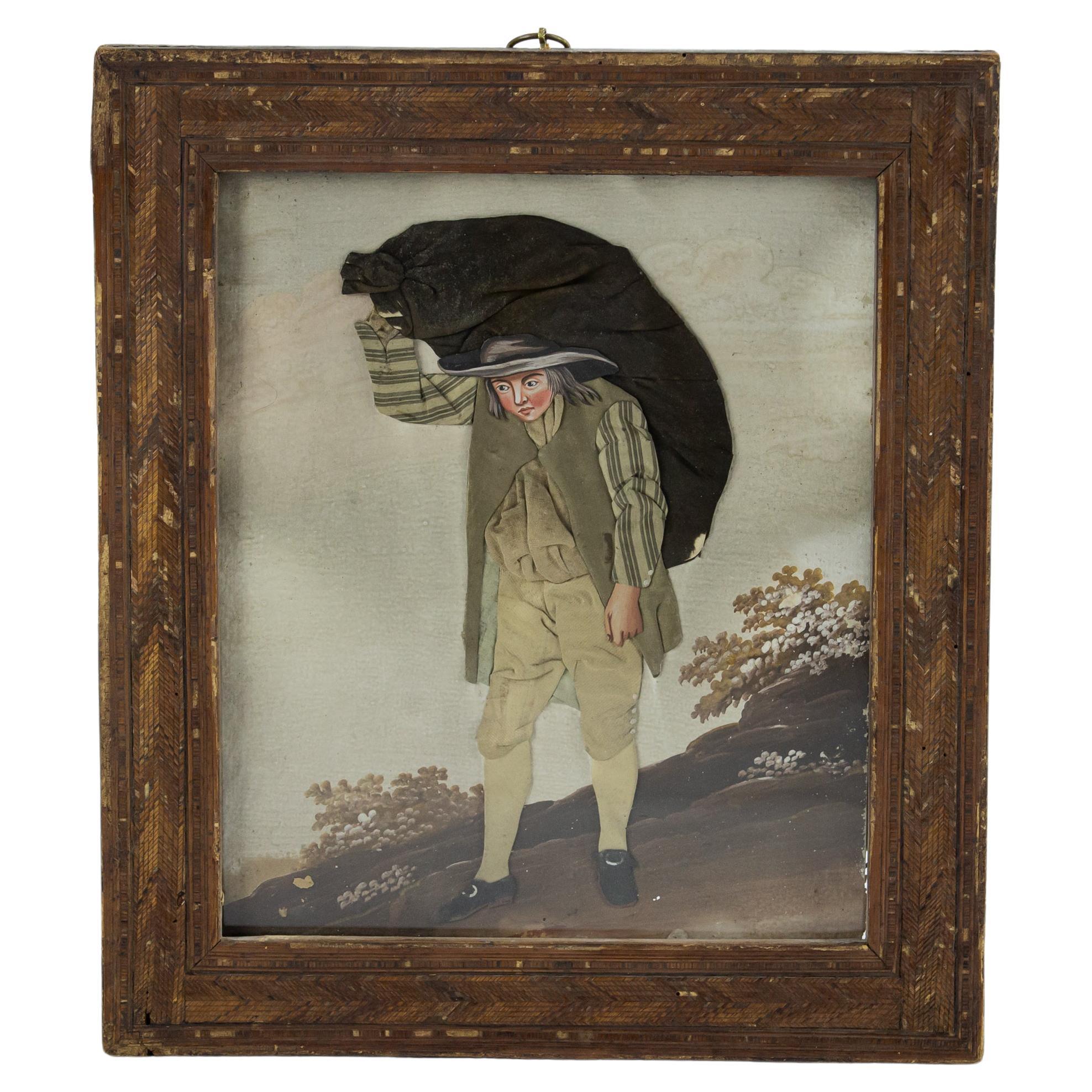 Early 19th Century Velvet and Cloth Portrait For Sale