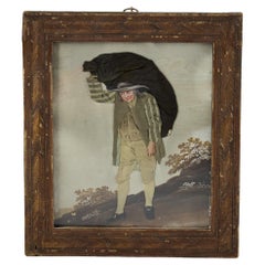 Antique Early 19th Century Velvet and Cloth Portrait
