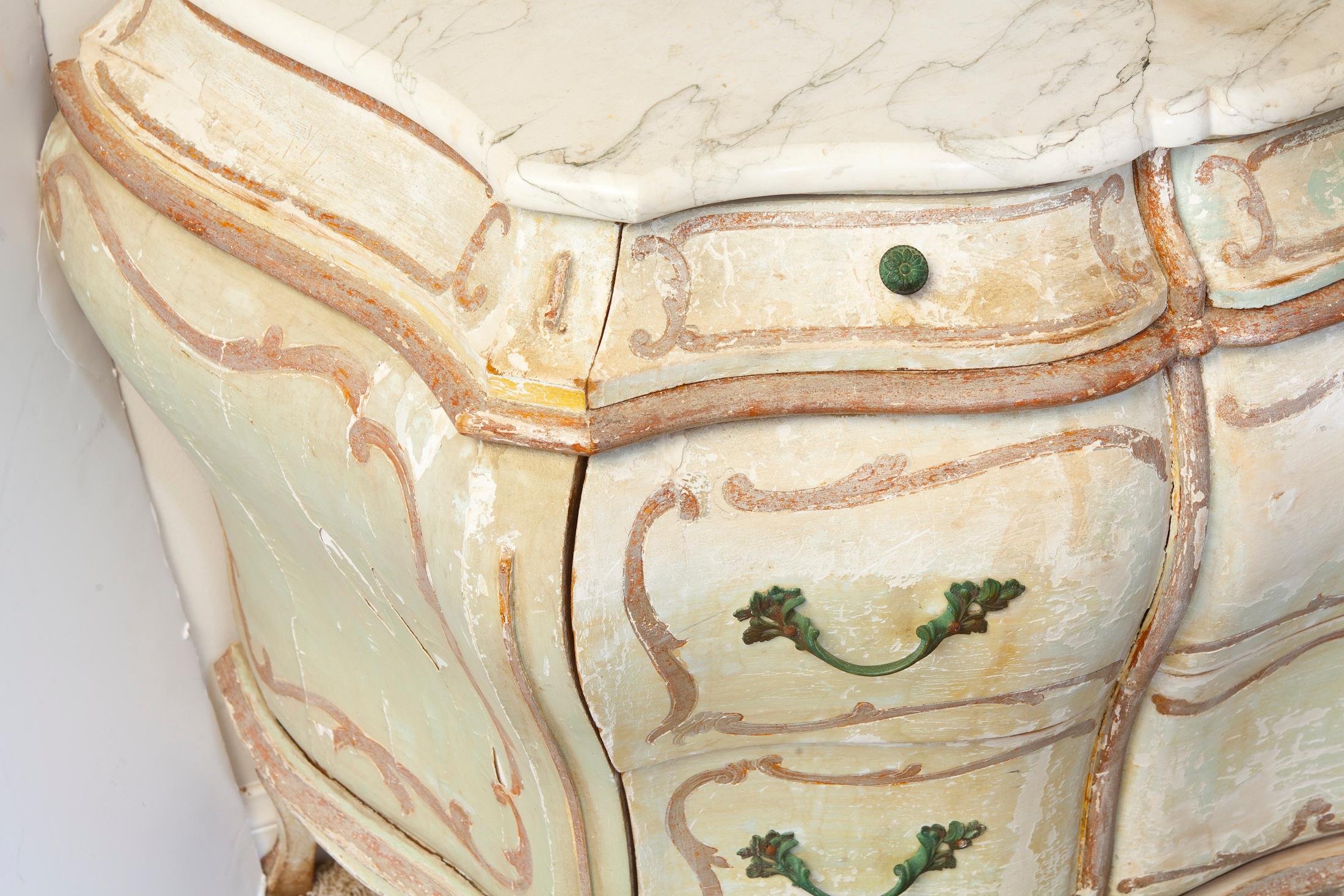 Baroque Early 19th Century Venetian Bombe Chest with Marble Top