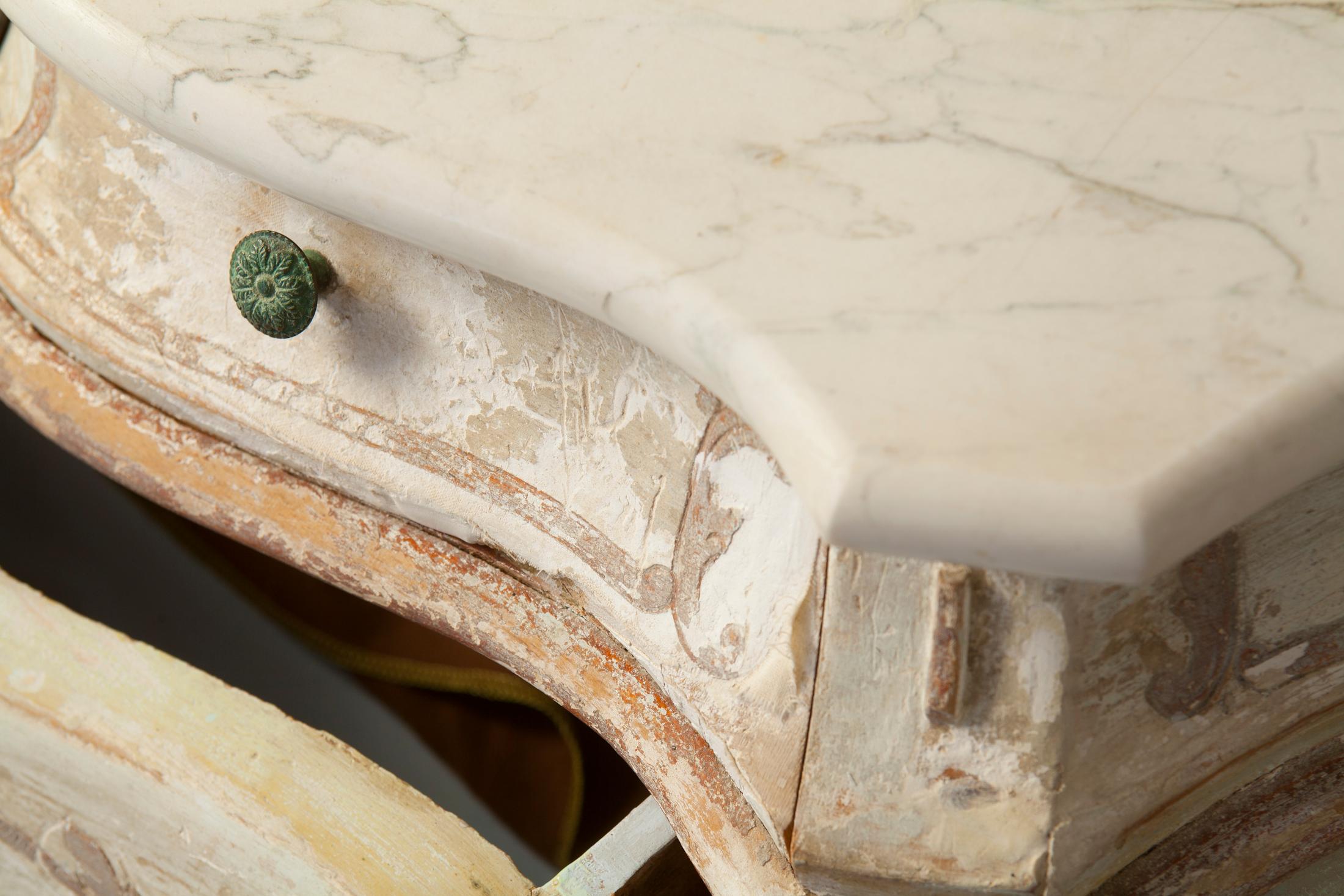 Italian Early 19th Century Venetian Bombe Chest with Marble Top