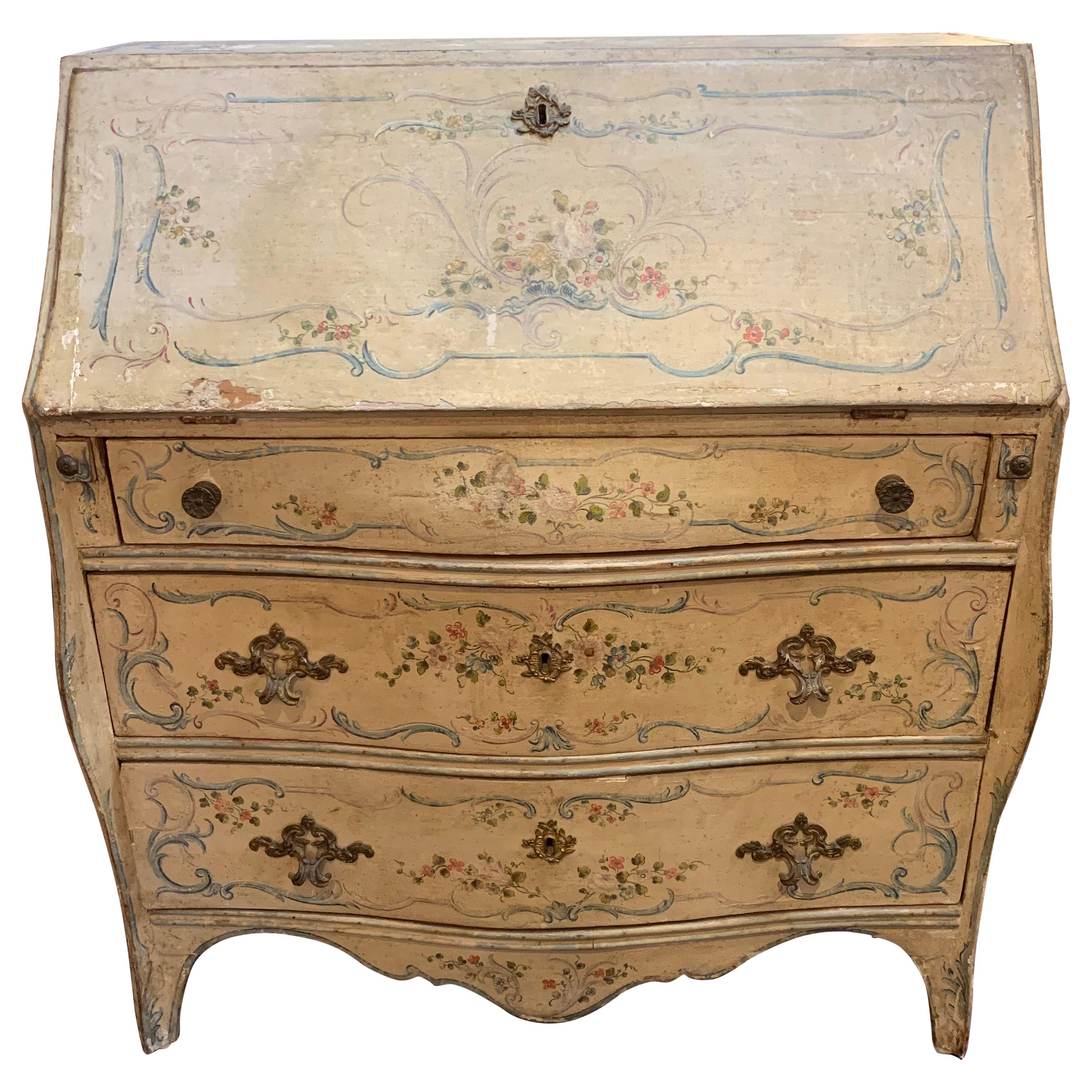 Early 19th Century Venetian Hand Painted Secretary