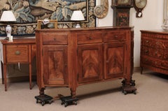 Early 19th Century Venetian Walnut Credenza with Canted Sides, 4 Doors
