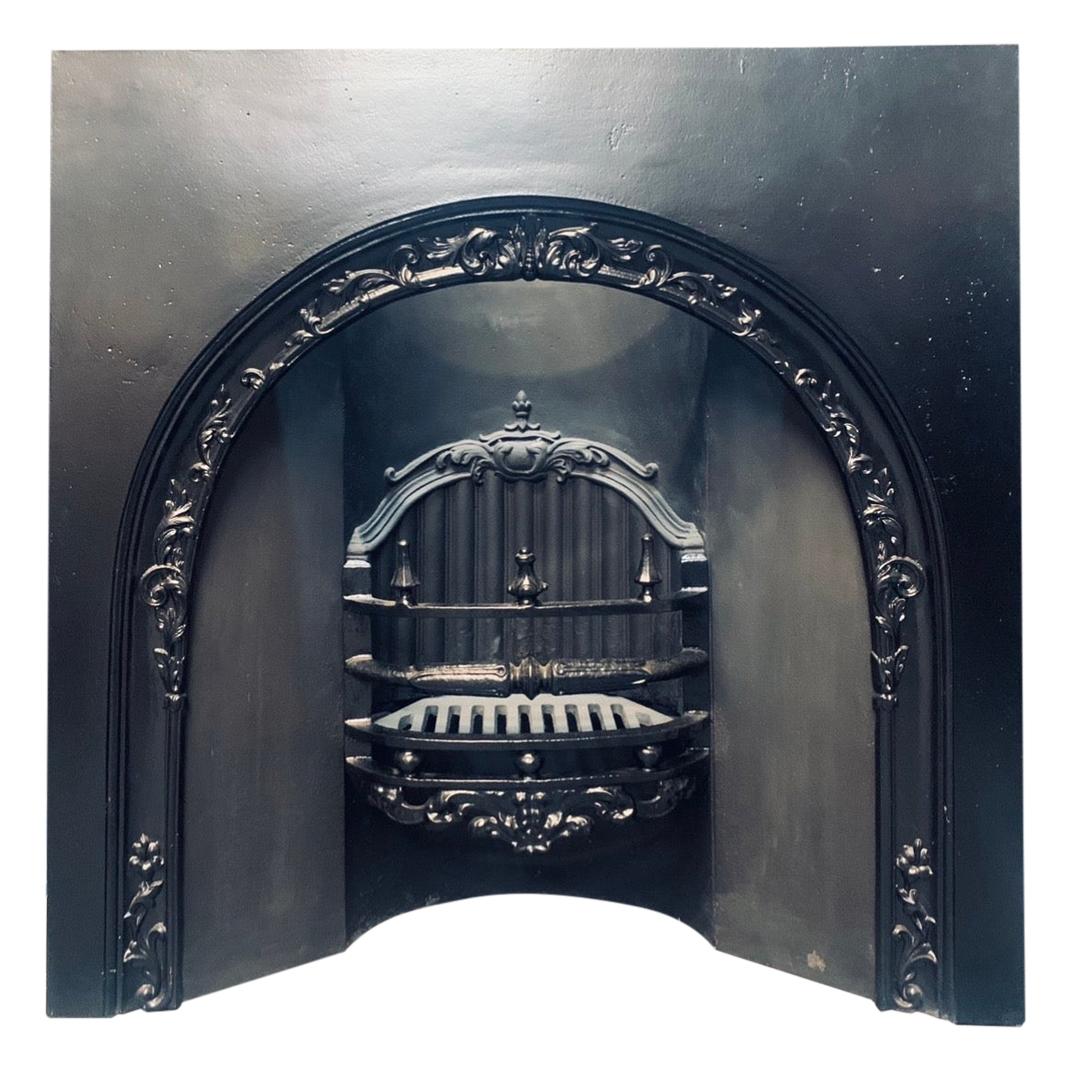 Early 19th Century Victorian Arched Cast Iron Fireplace Insert