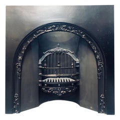 Antique Early 19th Century Victorian Arched Cast Iron Fireplace Insert