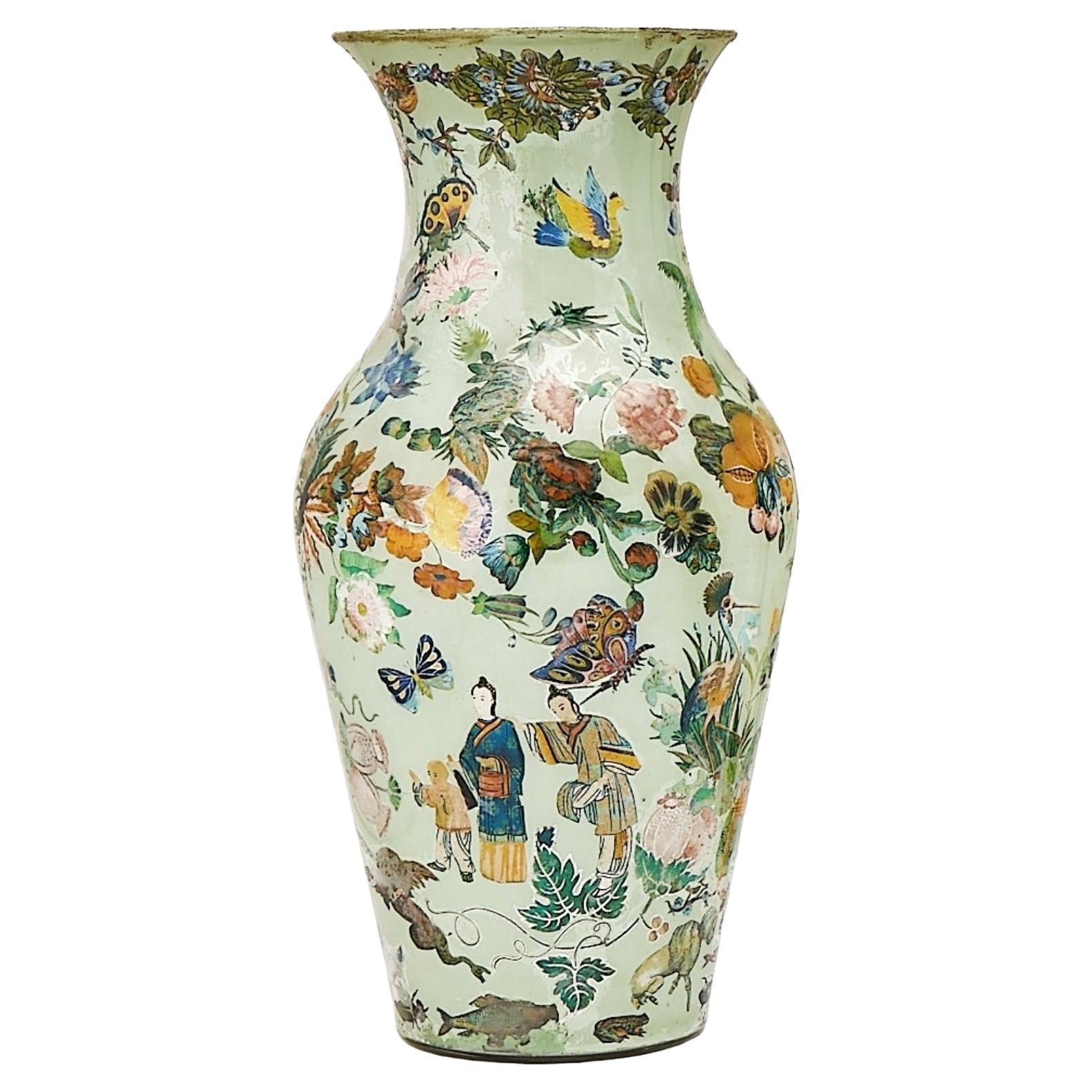 Early 19th Century Victorian Decalomania Decorative Vase, London