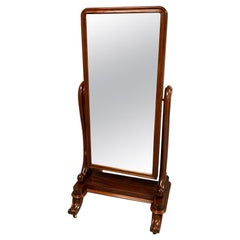 Early 19th Century Victorian Mahogany Cheval Mirror with Original Glass