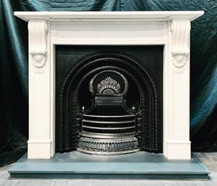 Early 19th Century Victorian Manner Statuary Marble Fireplace Surround