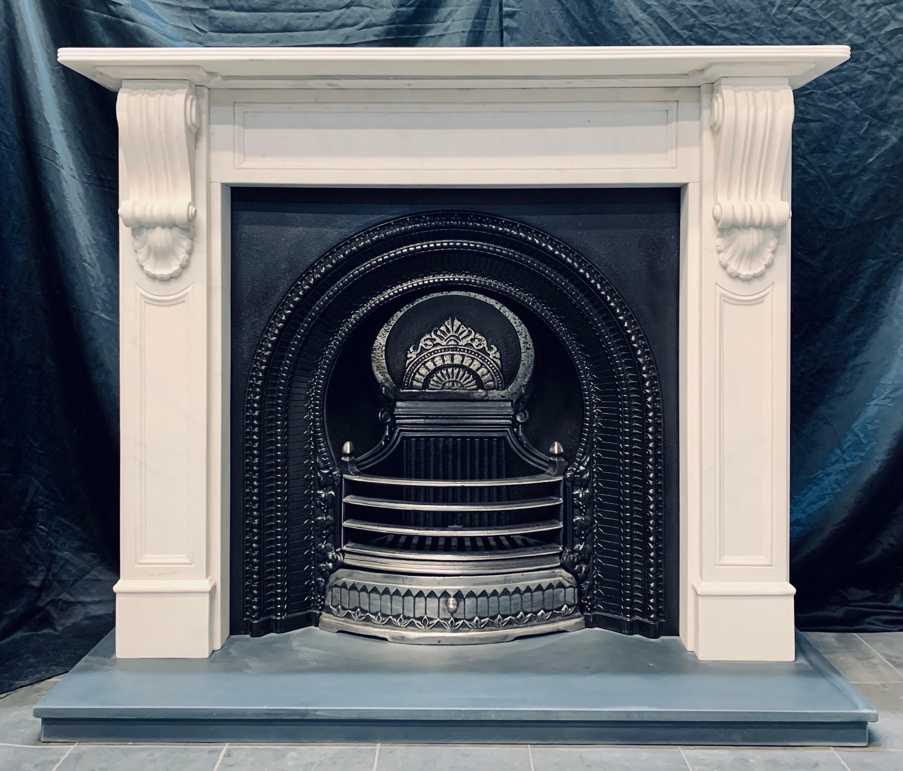 Early Victorian Early 19th Century Victorian Manner Statuary Marble Fireplace Surround For Sale