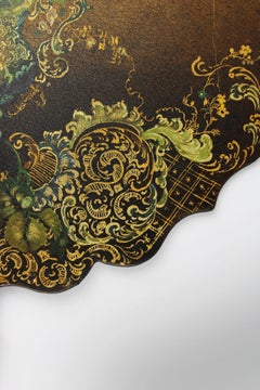 Early 19th Century Victorian Period Complexion Fan Black Lacquer Gilded England