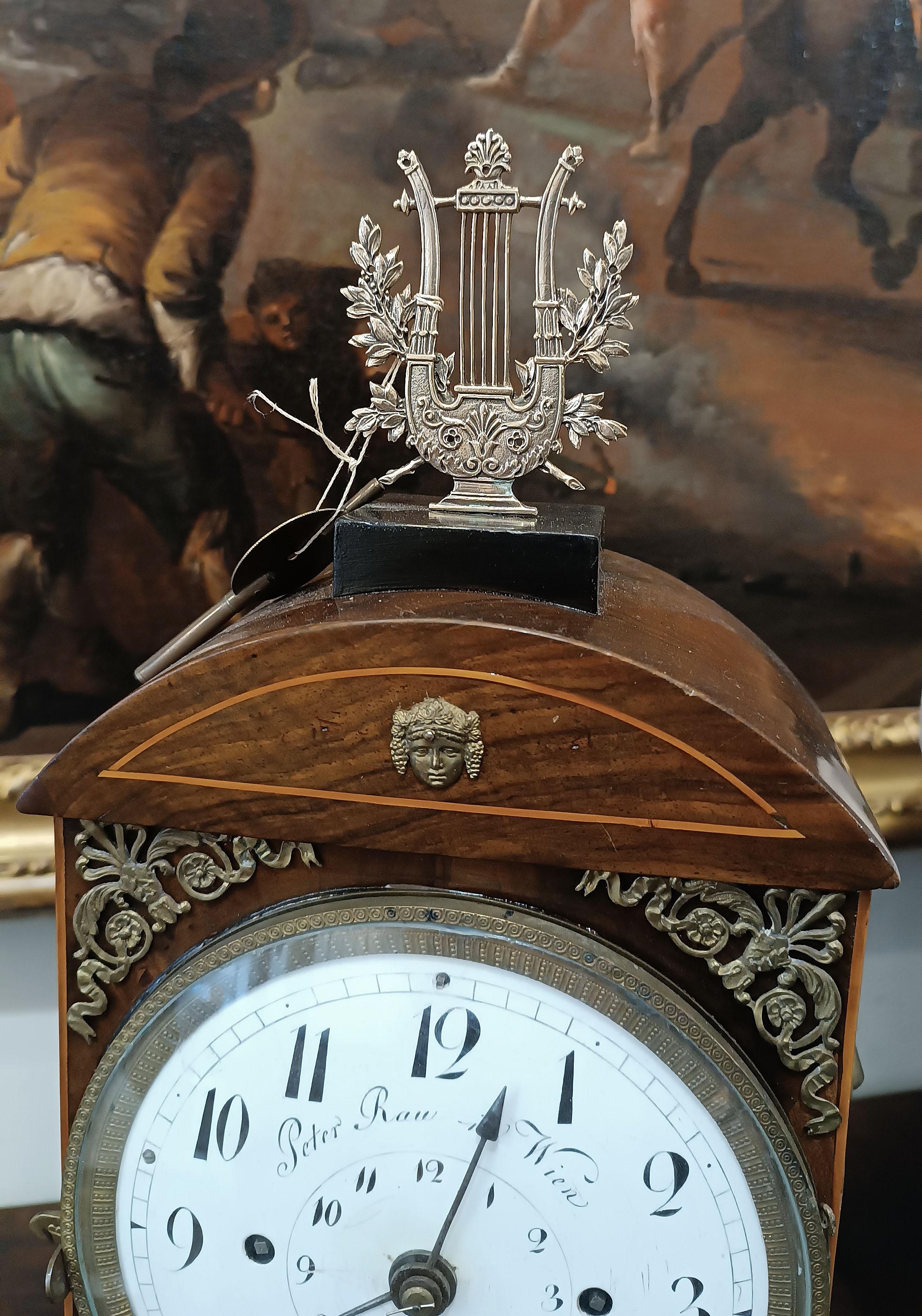Hand-Carved EARLY 19th CENTURY VIENNESE EMPIRE CLOCK For Sale