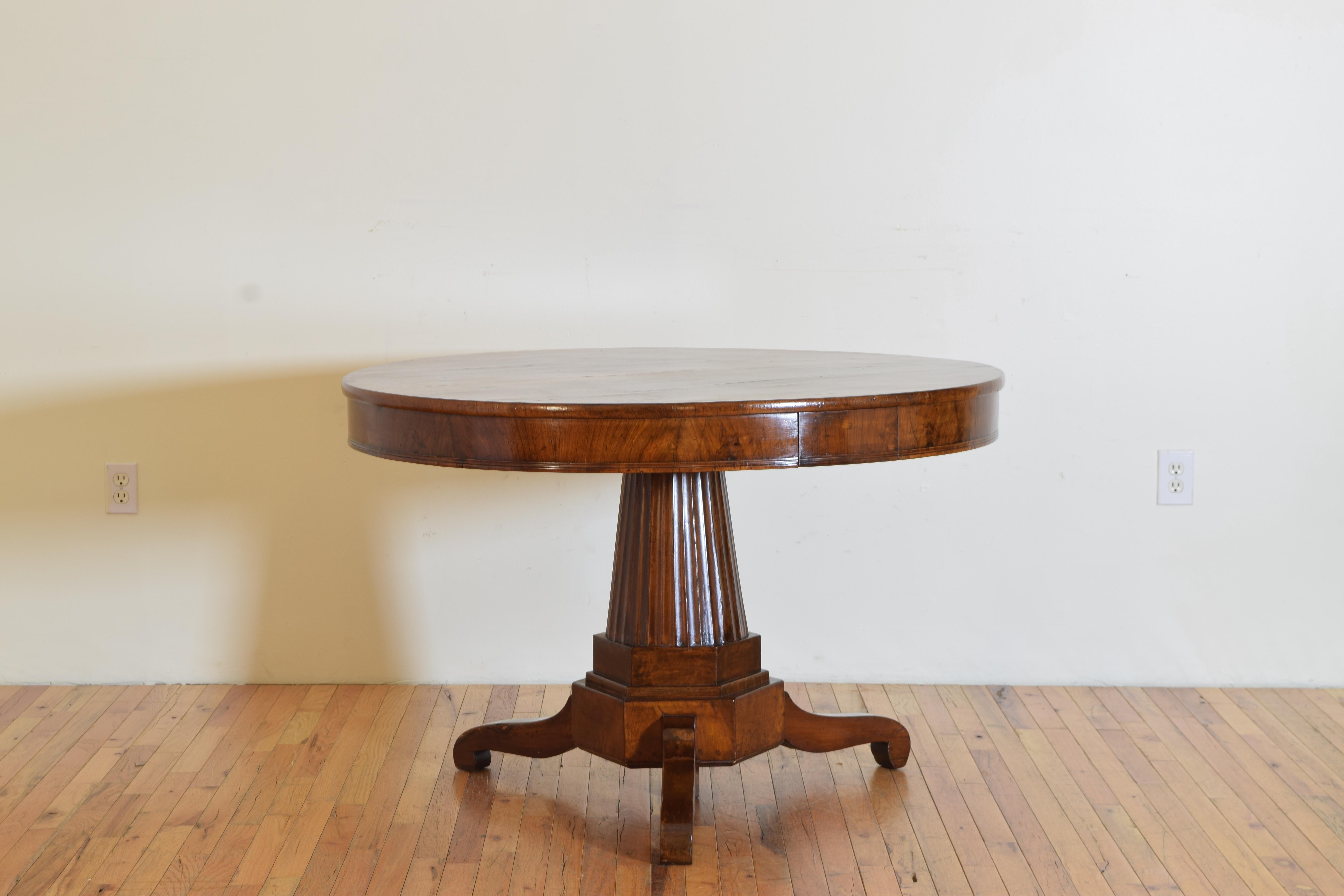 Empire Early 19th Century Walnut 2-Drawer Center Table