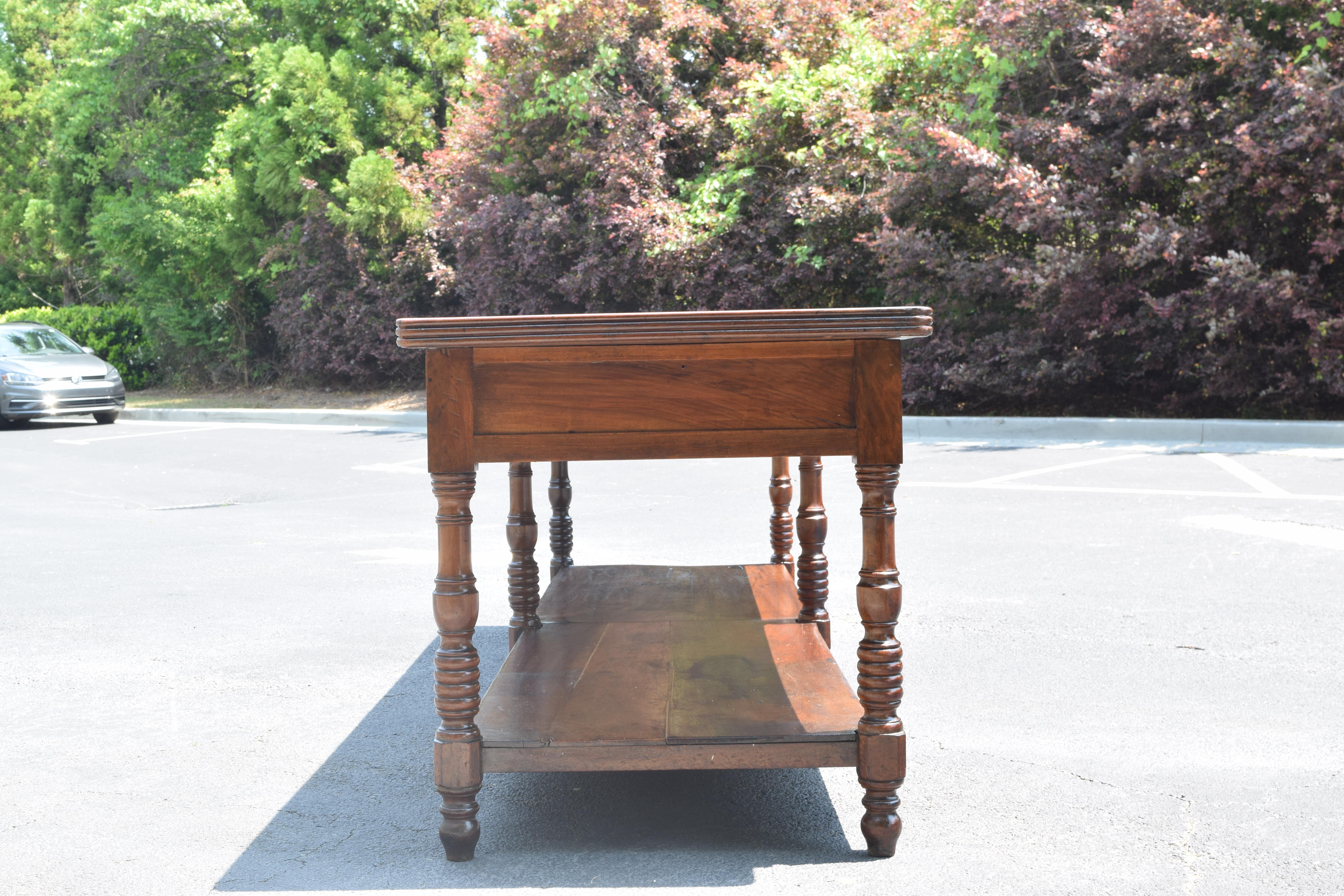 French Louis Philippe Period Large Walnut 4 Drawer Table de Drapiers, ca. 1835 1