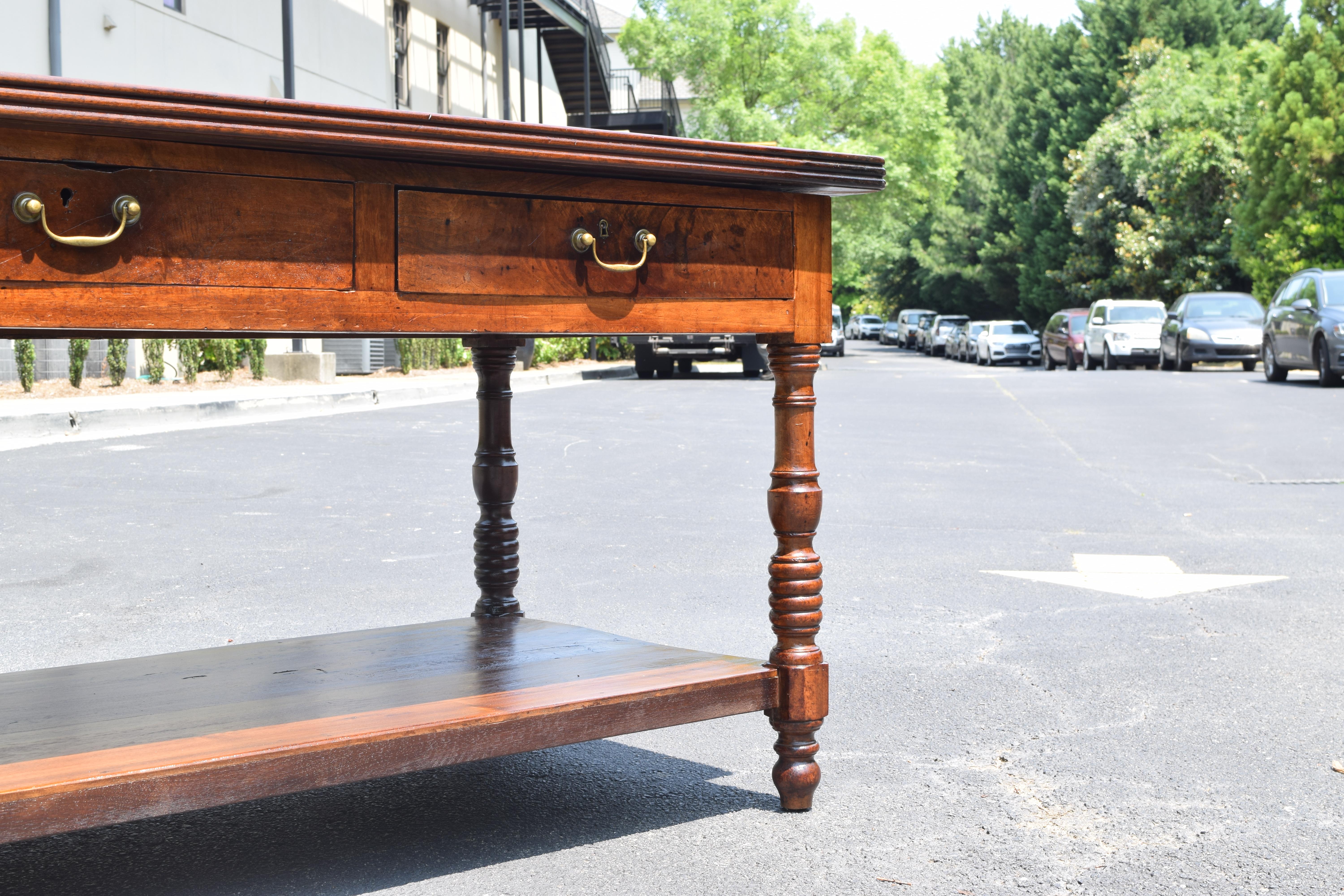 French Louis Philippe Period Large Walnut 4 Drawer Table de Drapiers, ca. 1835 3