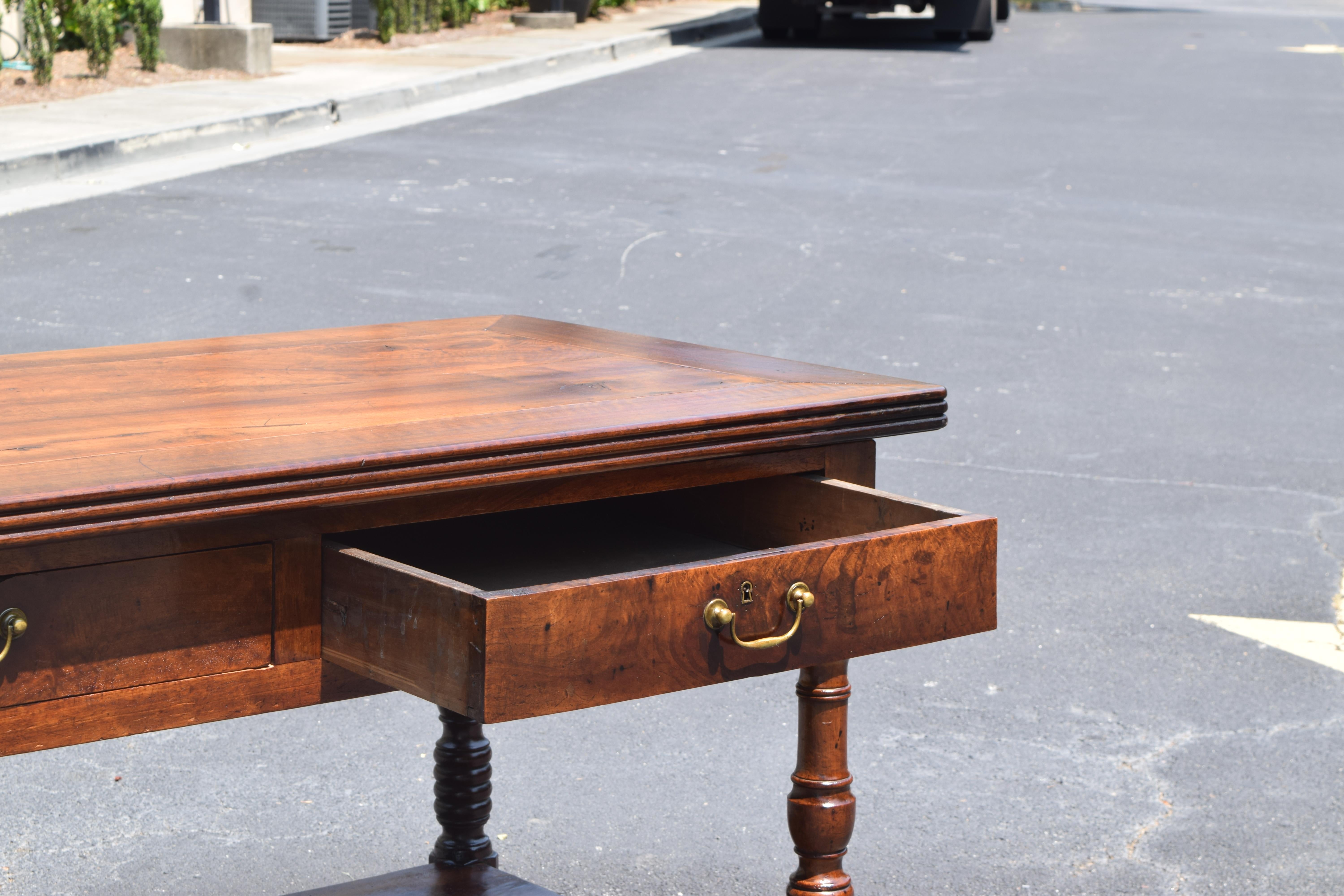 French Louis Philippe Period Large Walnut 4 Drawer Table de Drapiers, ca. 1835 4