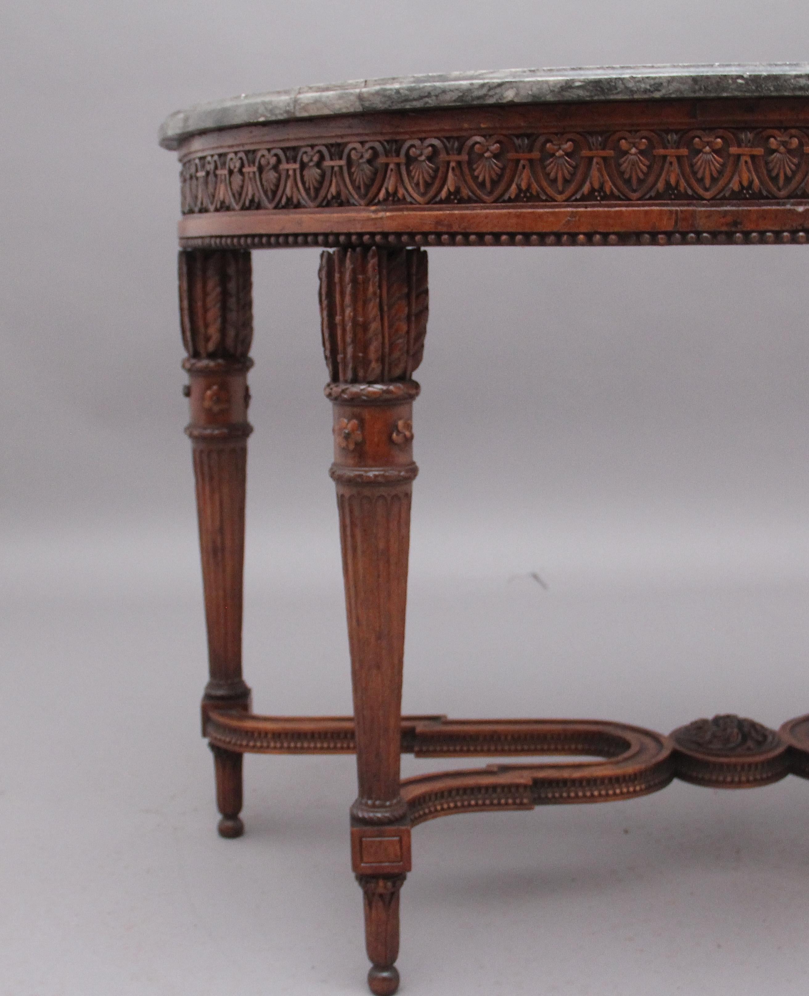 Early 19th Century Walnut and Marble Top Console Table For Sale 6