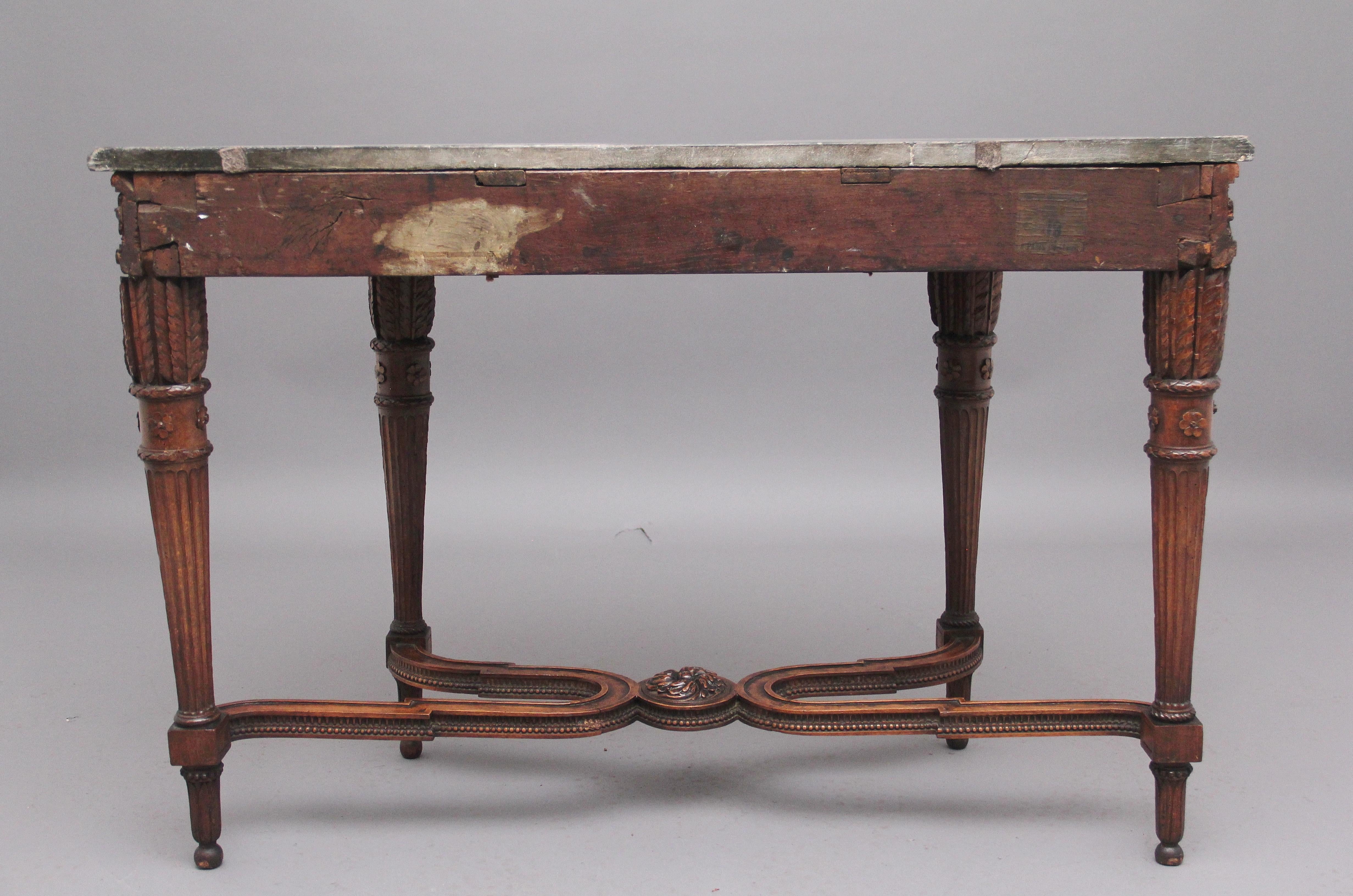 French Early 19th Century Walnut and Marble Top Console Table For Sale