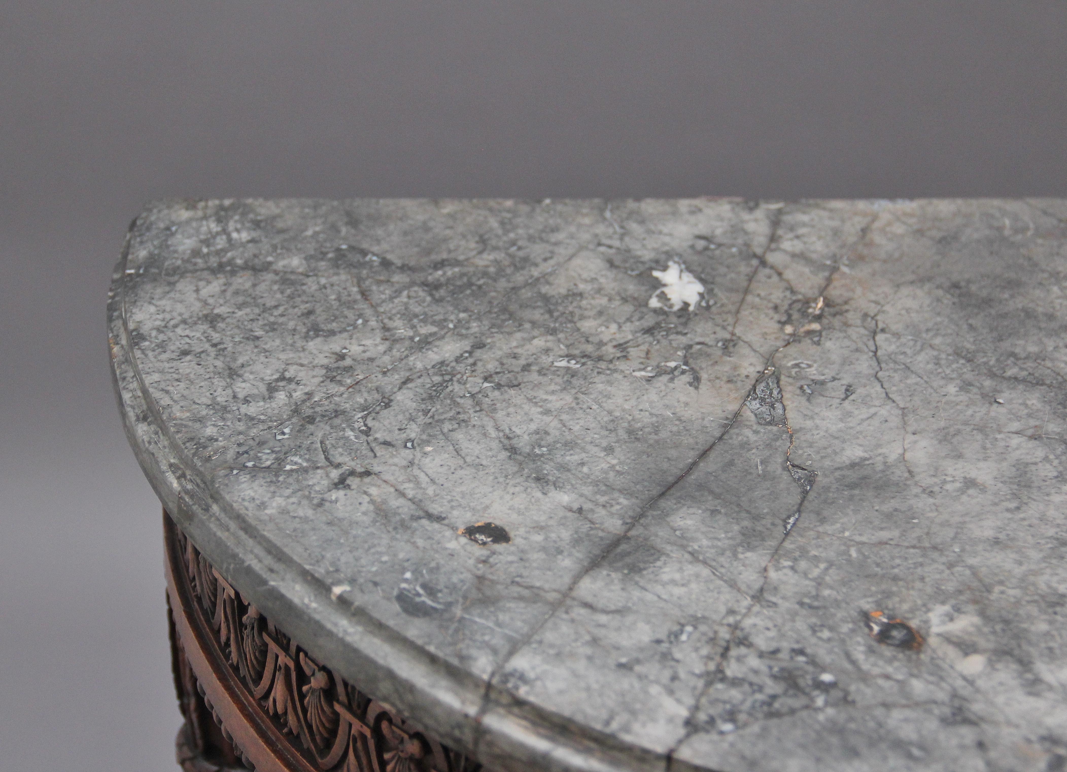 Early 19th Century Walnut and Marble Top Console Table For Sale 2