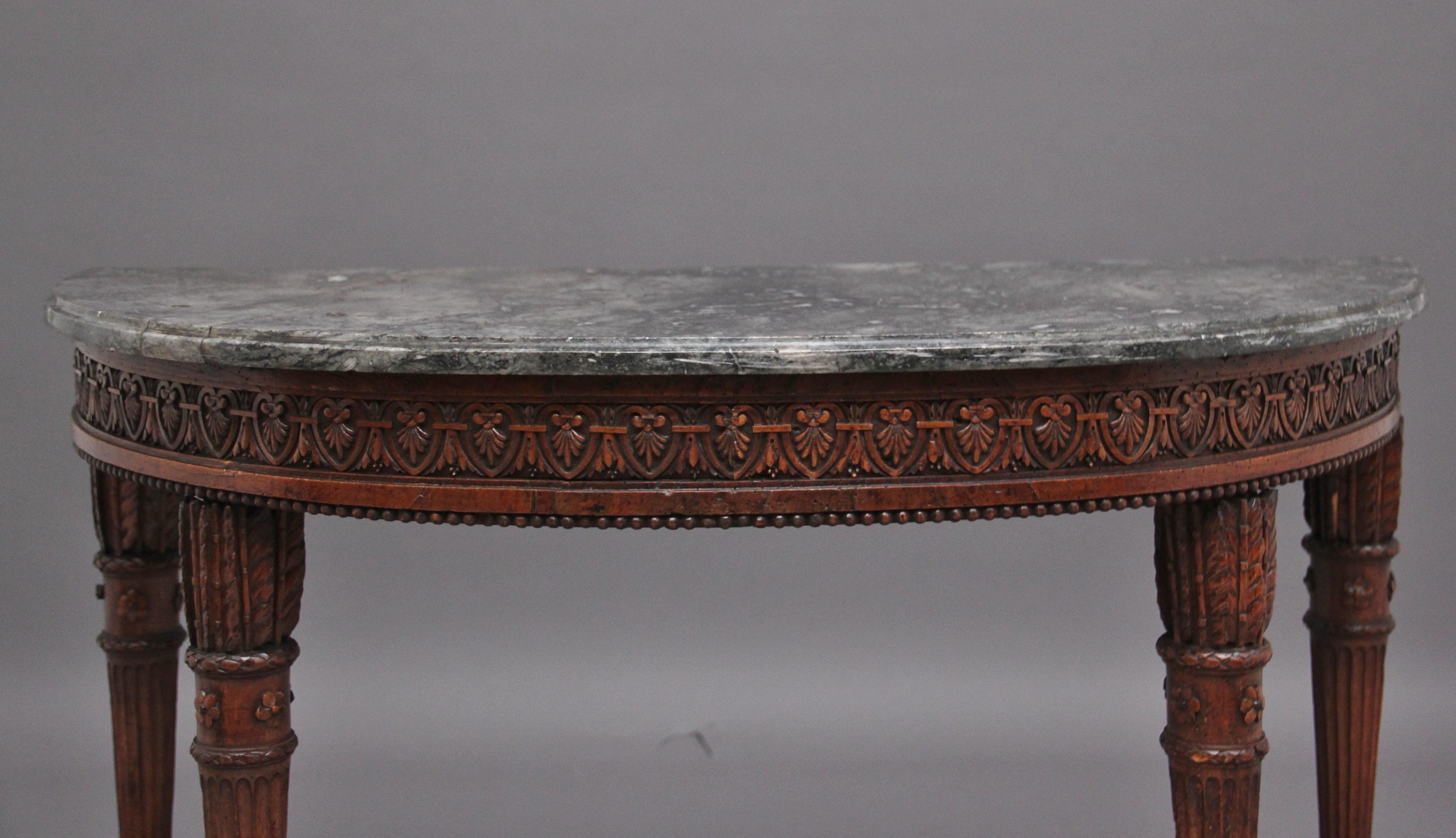 Early 19th Century Walnut and Marble Top Console Table For Sale 3