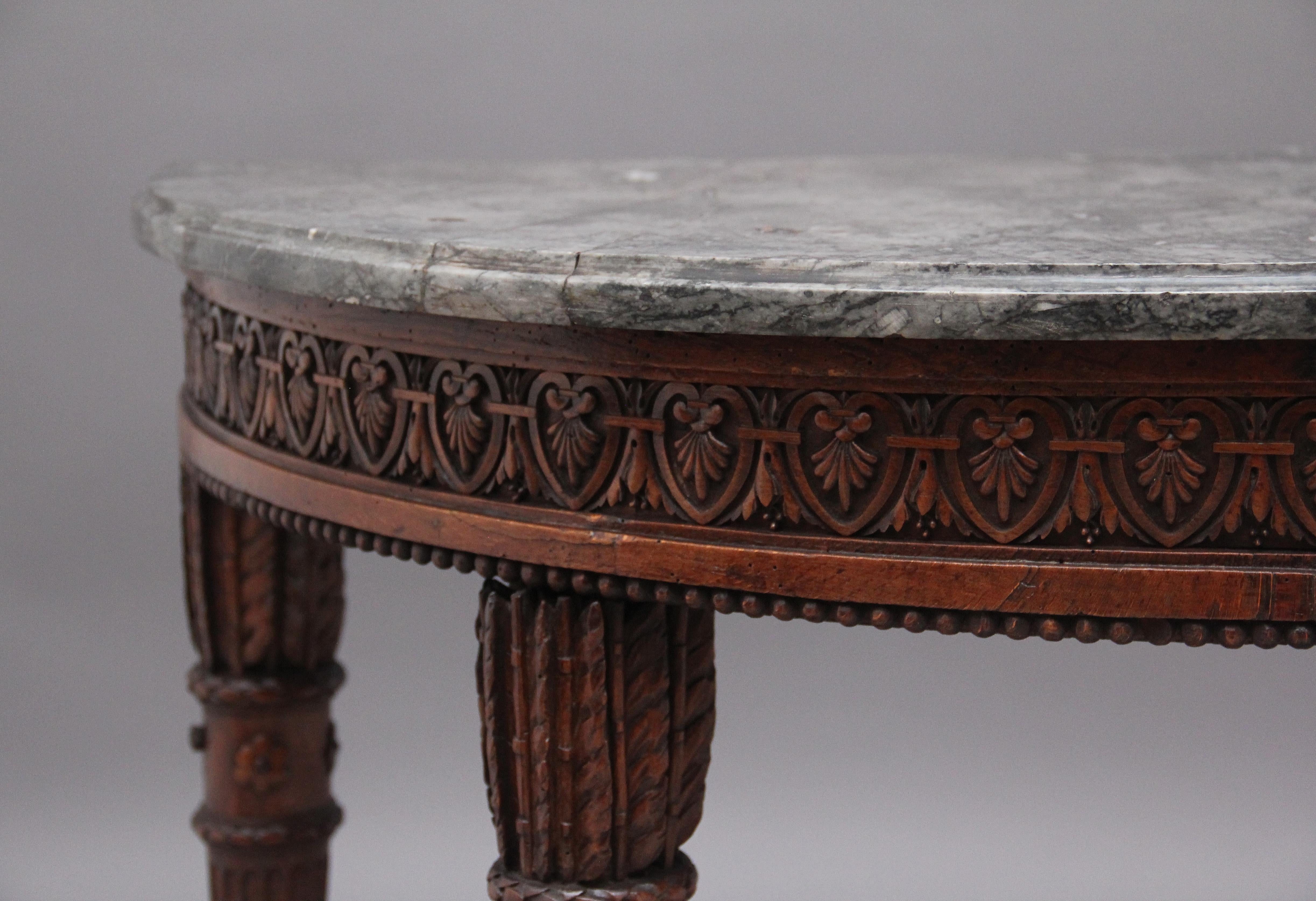 Early 19th Century Walnut and Marble Top Console Table For Sale 4