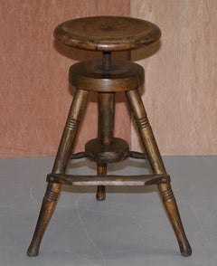 Early 19th Century Walnut Antique Architects Artists Stool Height Adjustable