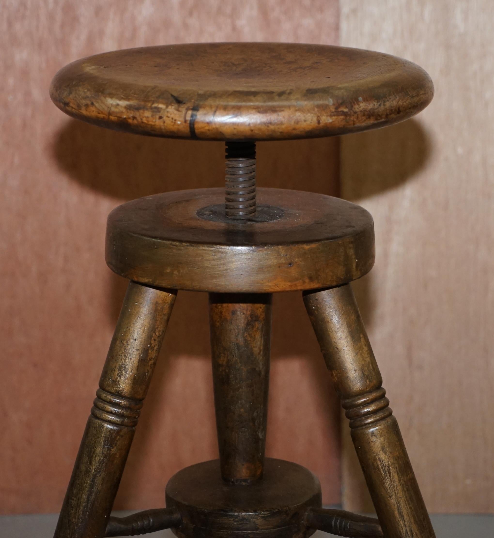 Belge Début 19ème siècle Noyer Antiquités Tabouret d'Architectes Hauteur Réglable