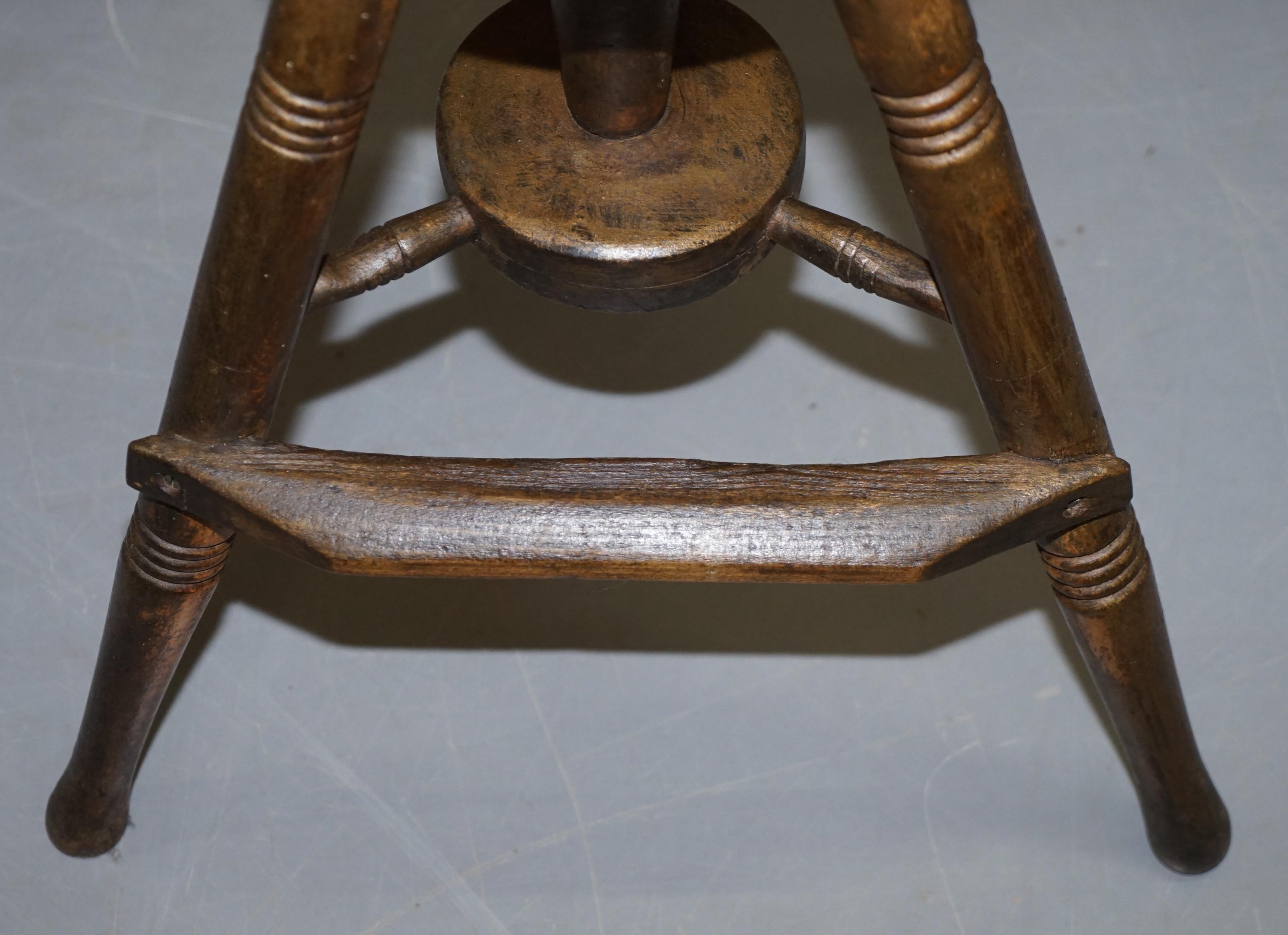 Hand-Crafted Early 19th Century Walnut Antique Architects Artists Stool Height Adjustable