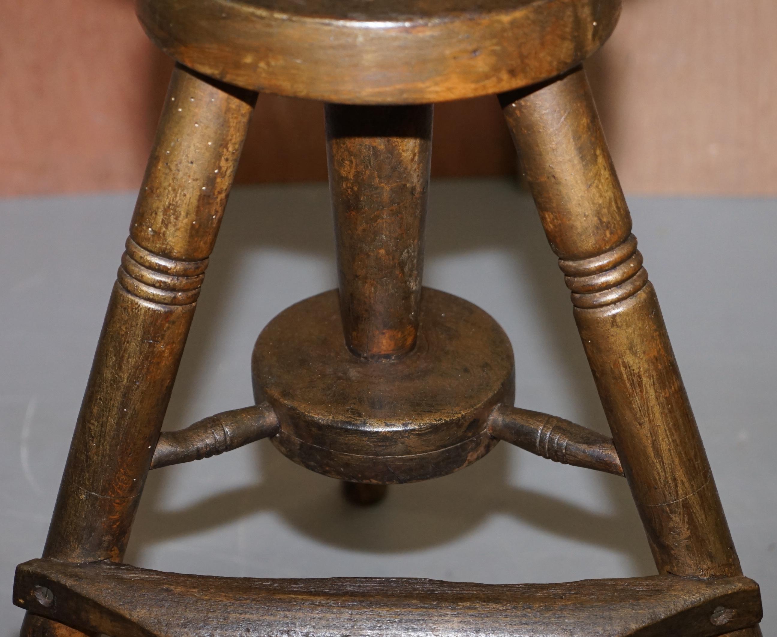 Early 19th Century Walnut Antique Architects Artists Stool Height Adjustable 1