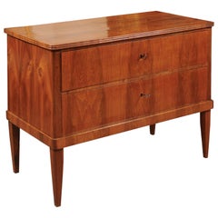 Early 19th Century Walnut Biedermeier Two-Drawer Commode Early 19th Century Walnut Biedermeier Two-Drawer Commode